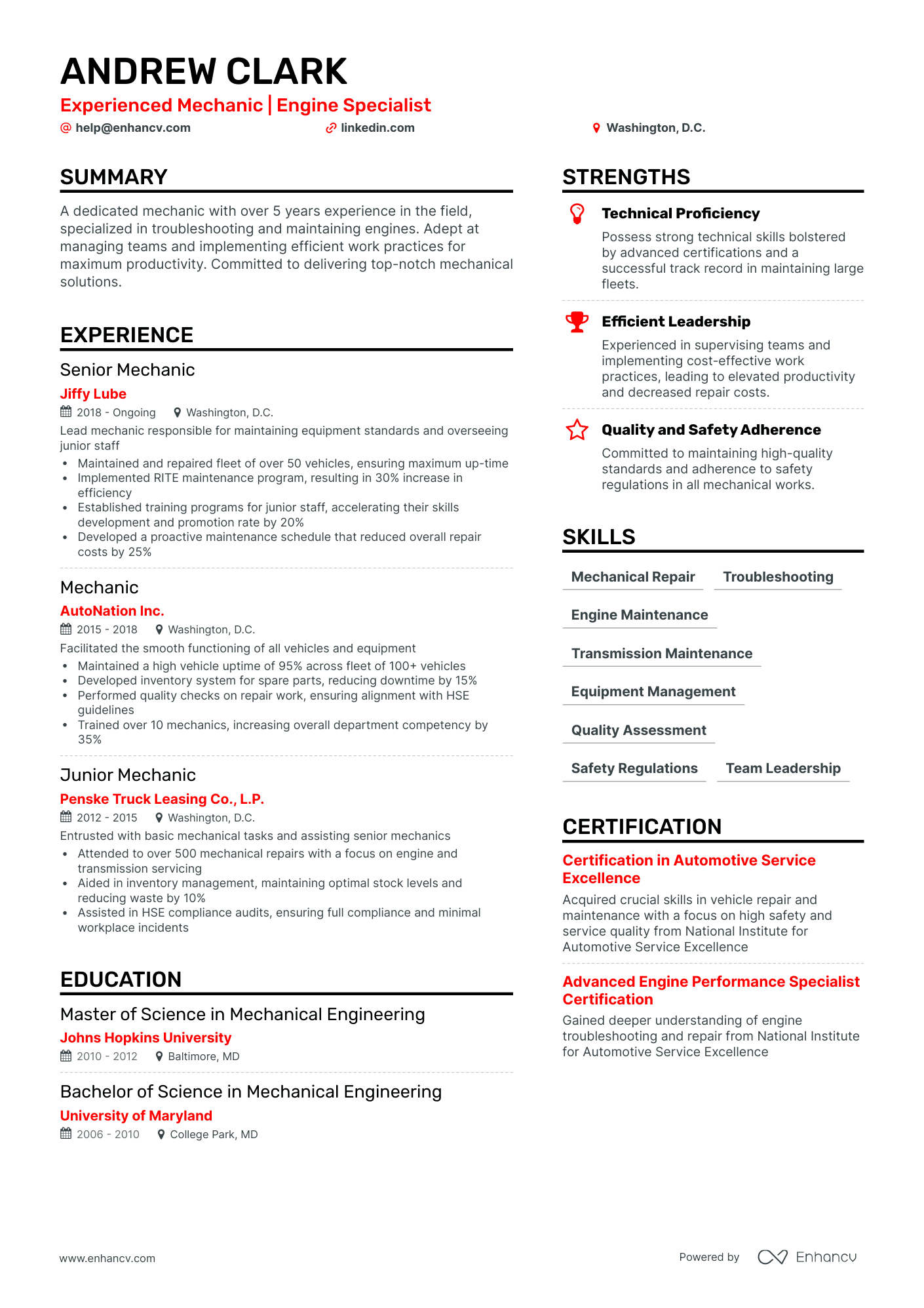 9 Mechanic Resume Examples & Guide for 2024