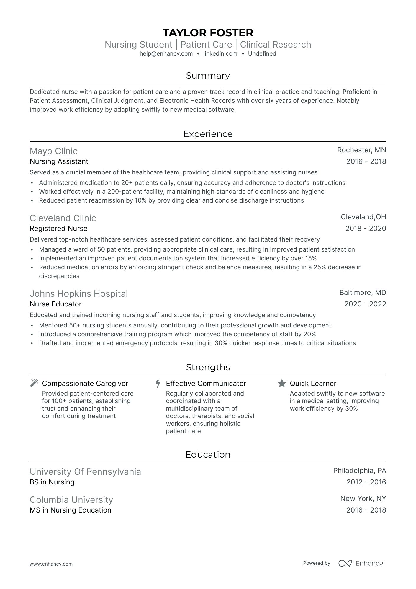 5 Nursing Student Clinical Experience Resume Examples & Guide for 2024
