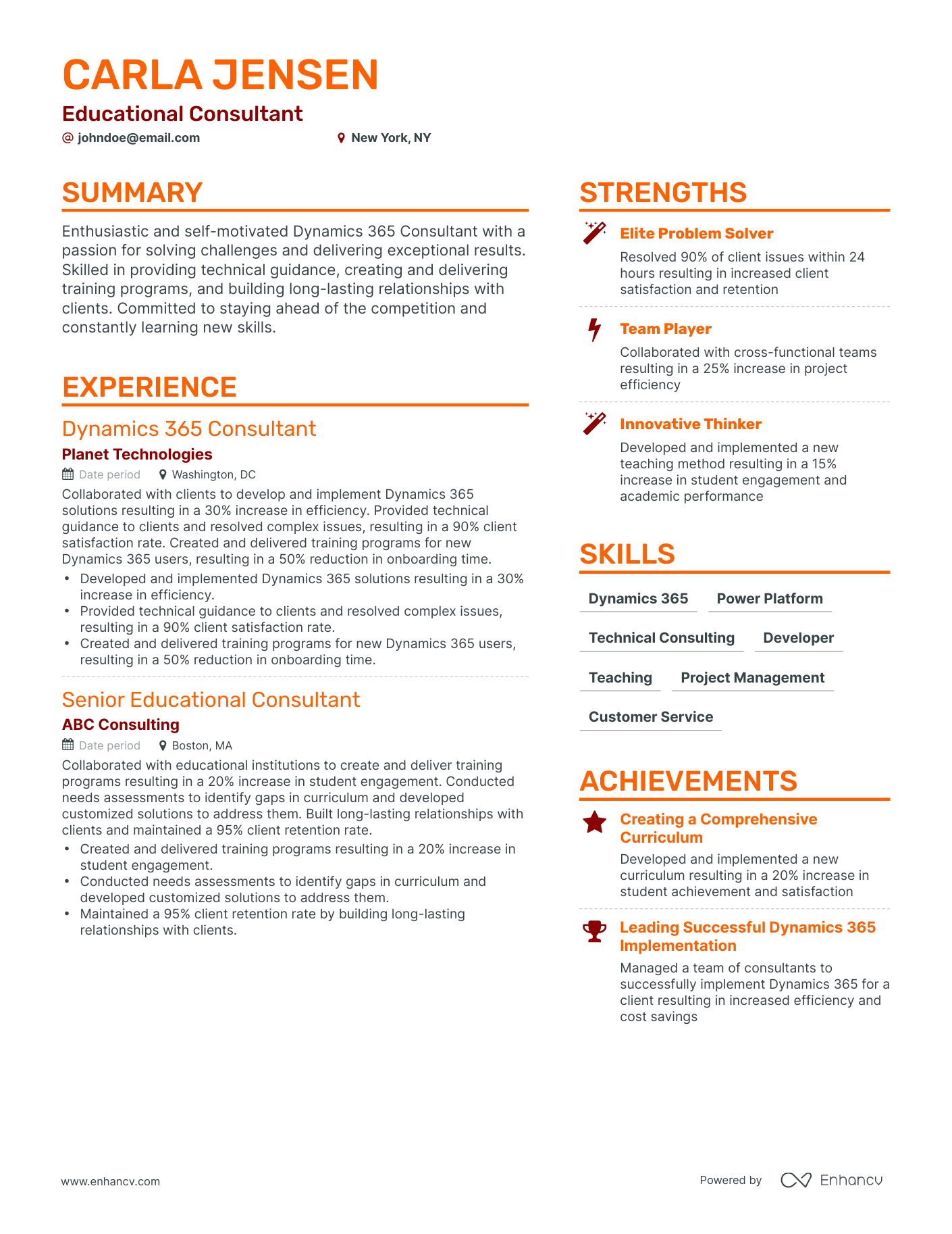 5 Educational Consultant Resume Examples & Guide for 2023