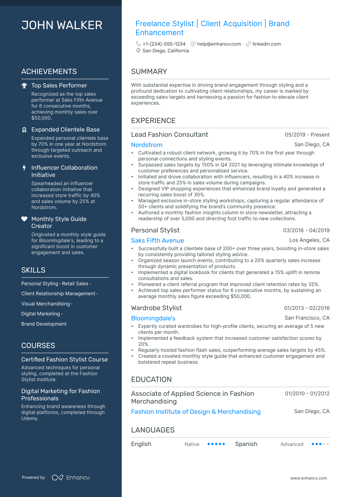 5 Freelance Stylist Resume Examples & Guide for 2024