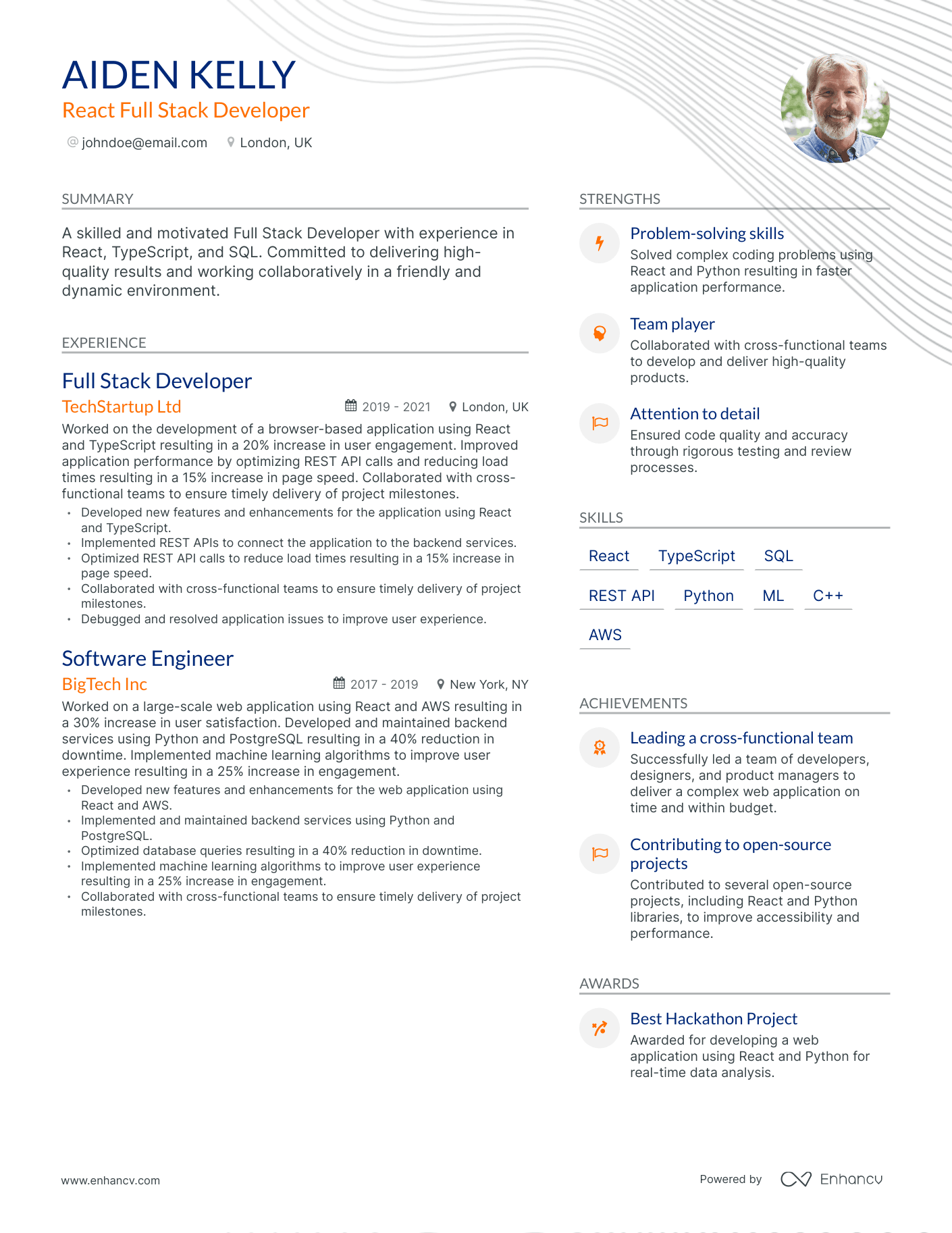 8 React Developer Resume Examples & Guide for 2024