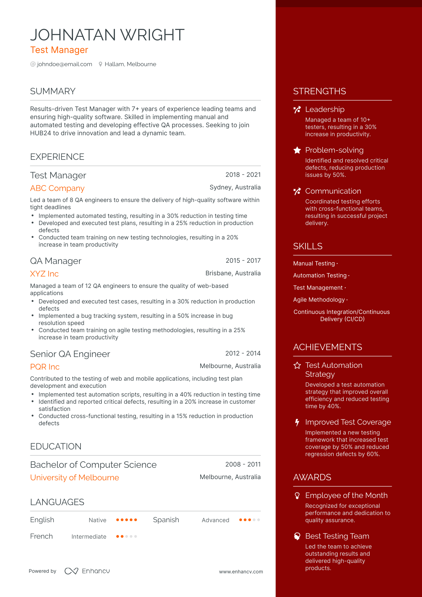 5 Test Engineer Resume Examples & Guide for 2024