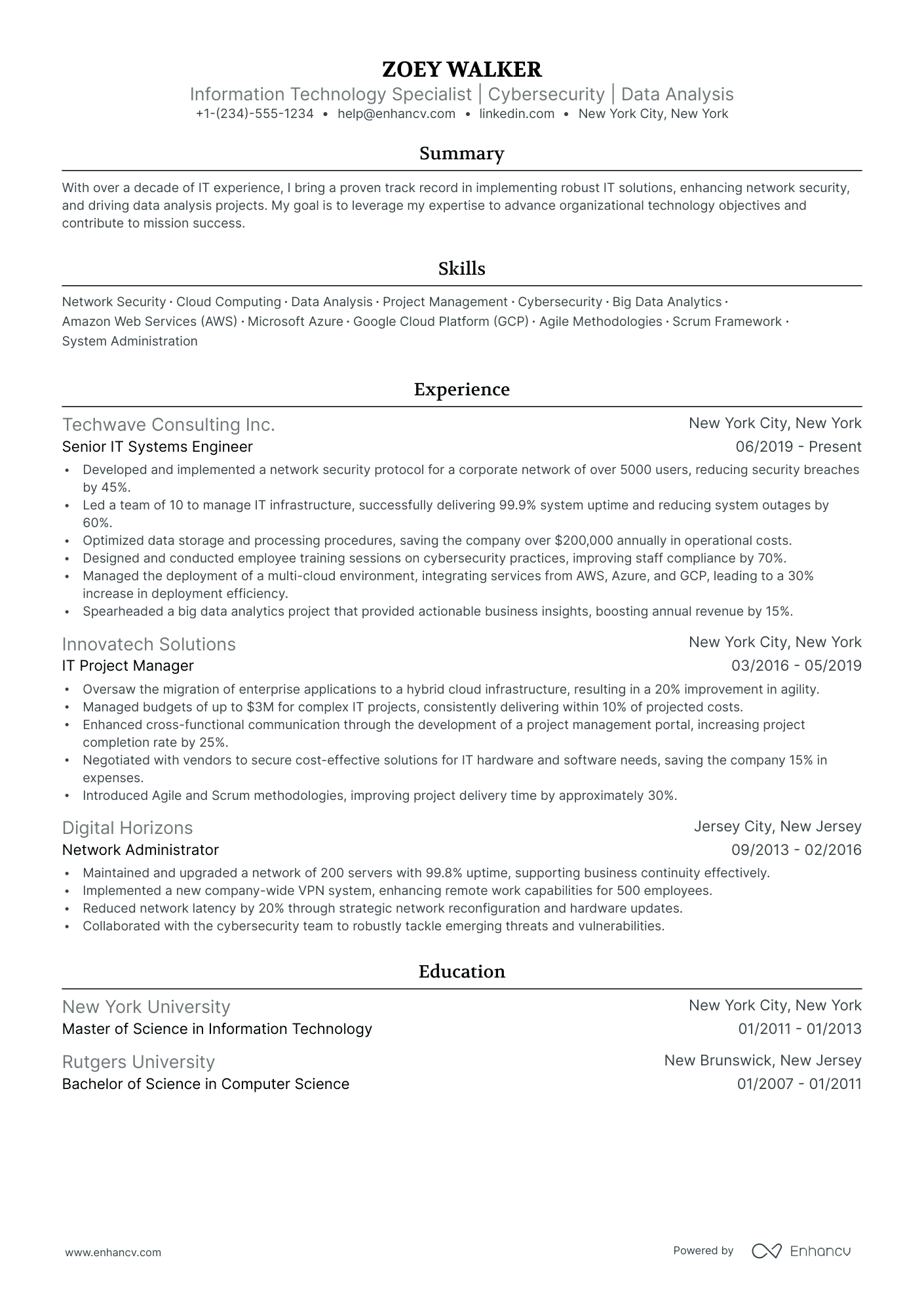 5 IT Specialist Resume Examples & Guide for 2024