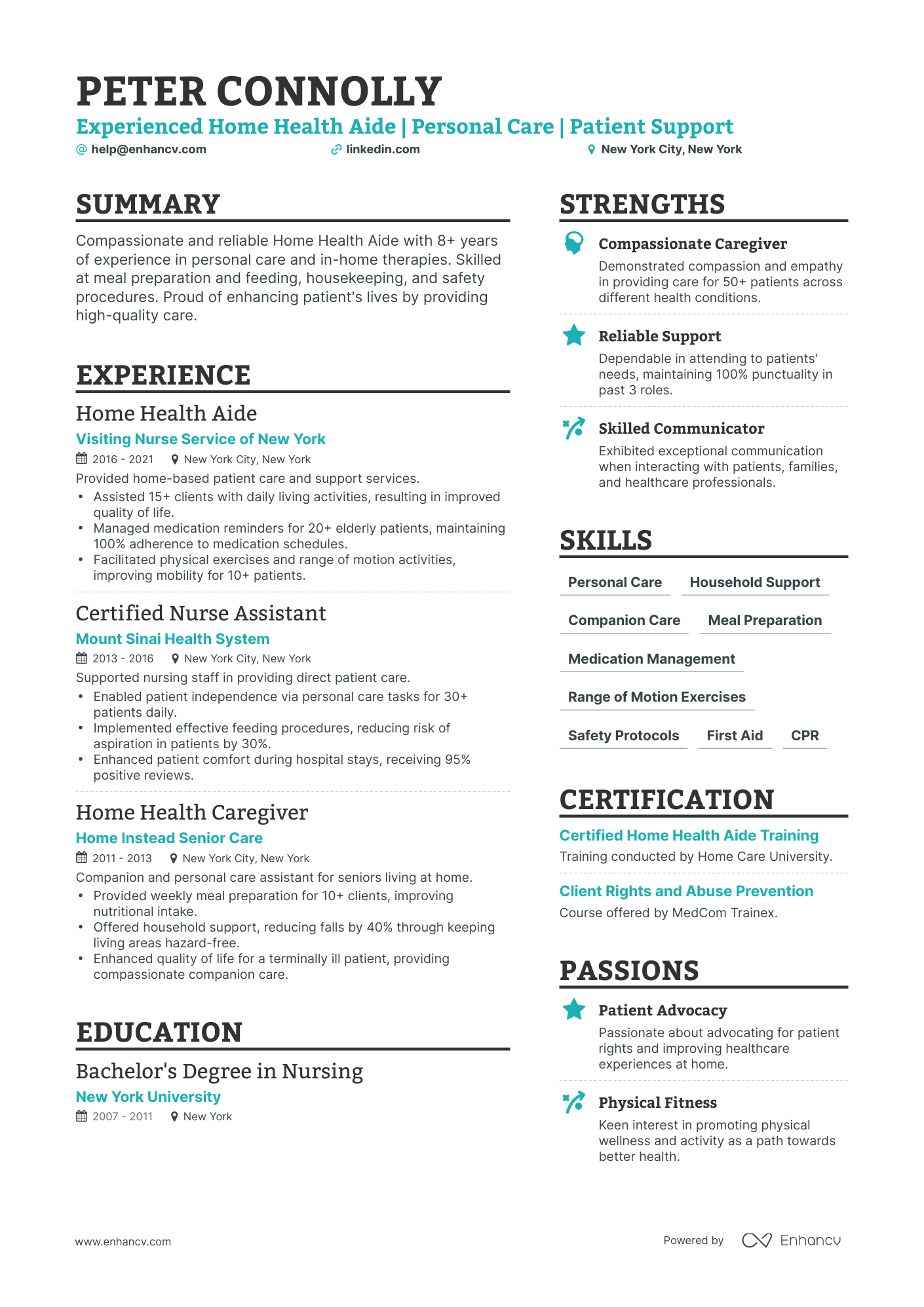 5 in Home Caregiver Resume Examples & Guide for 2024