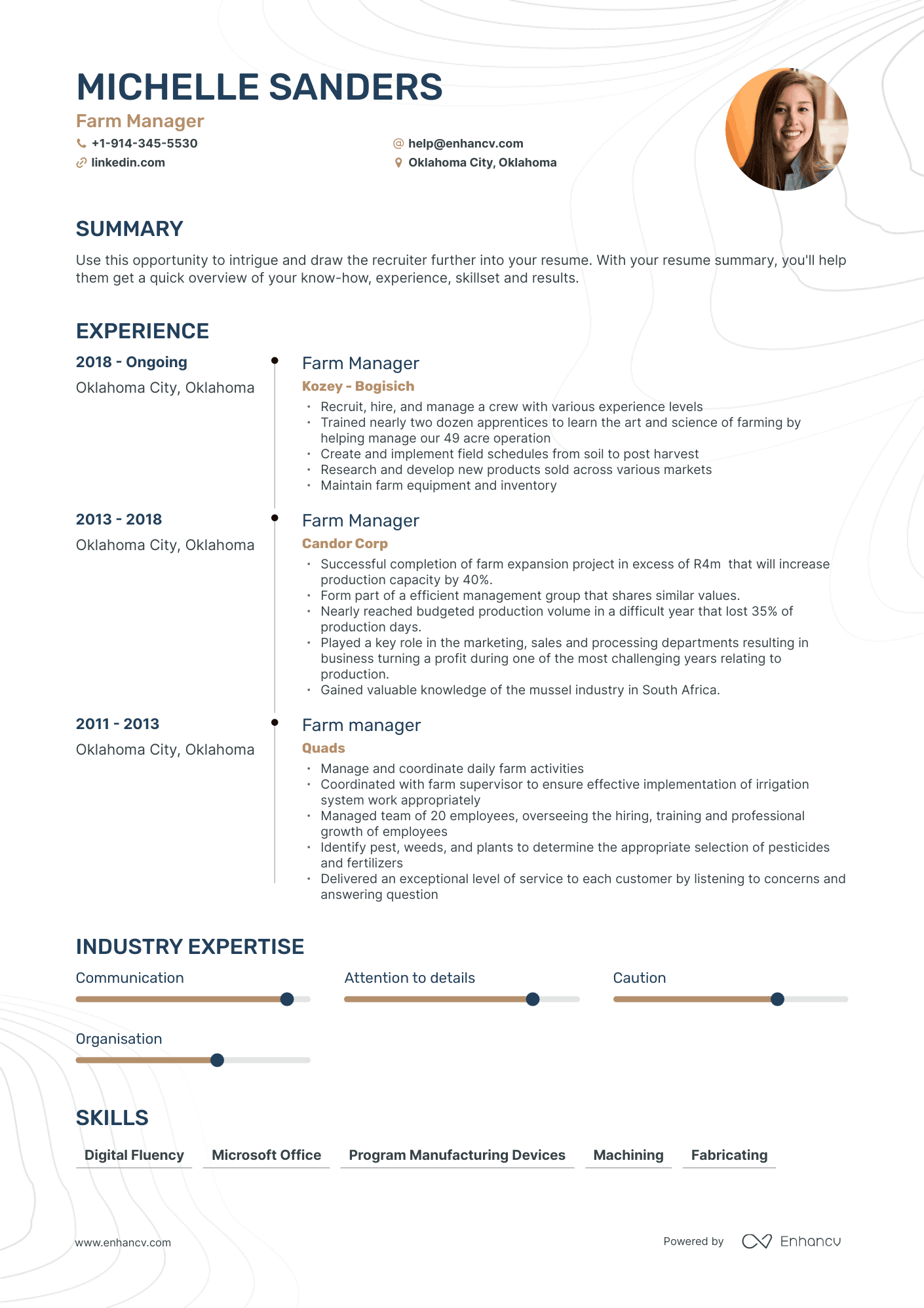 Farm Manager Resume Examples & Guide For 2023 (layout, Skills, Keywords 