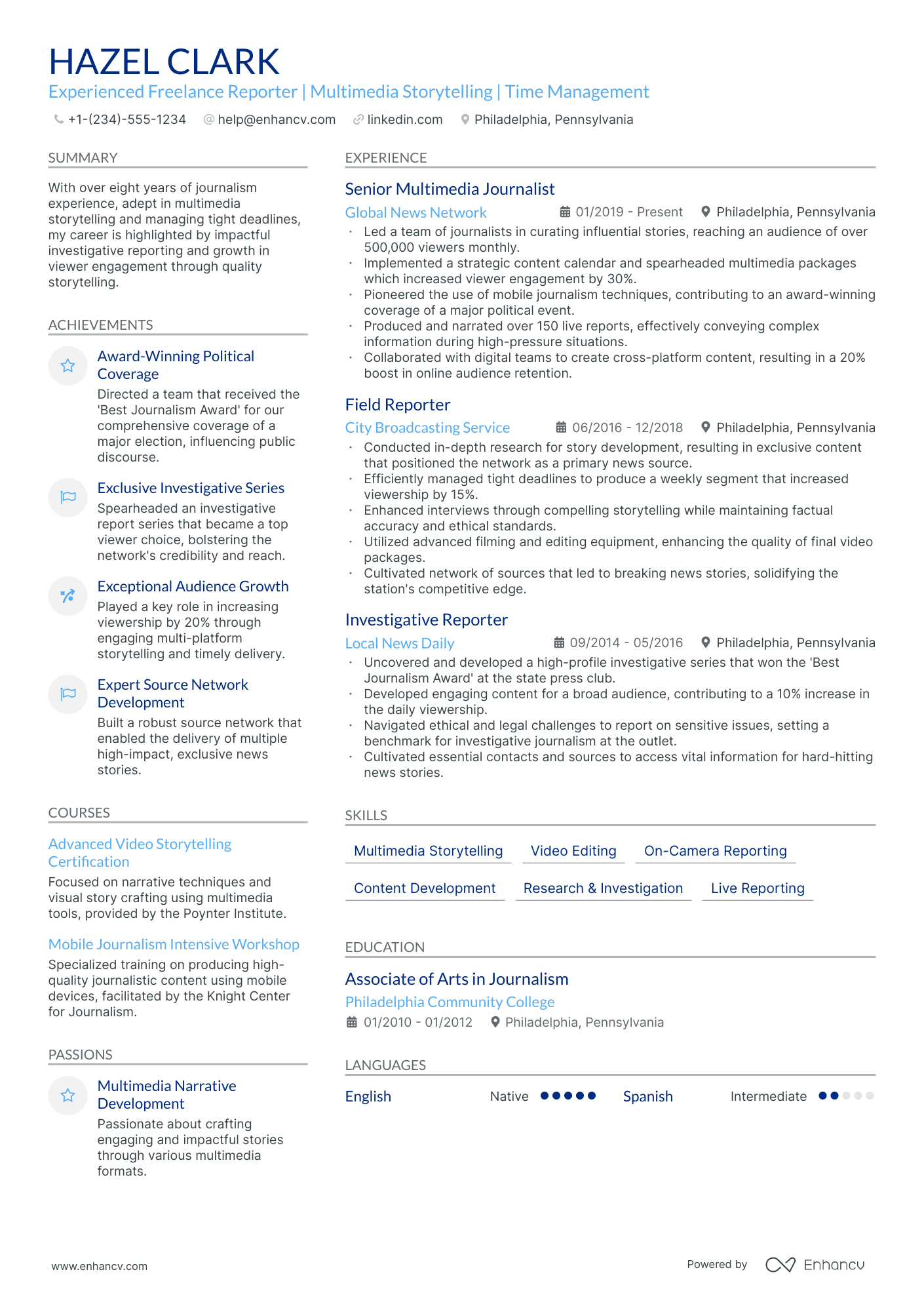 5 Freelance Reporter Resume Examples & Guide for 2024