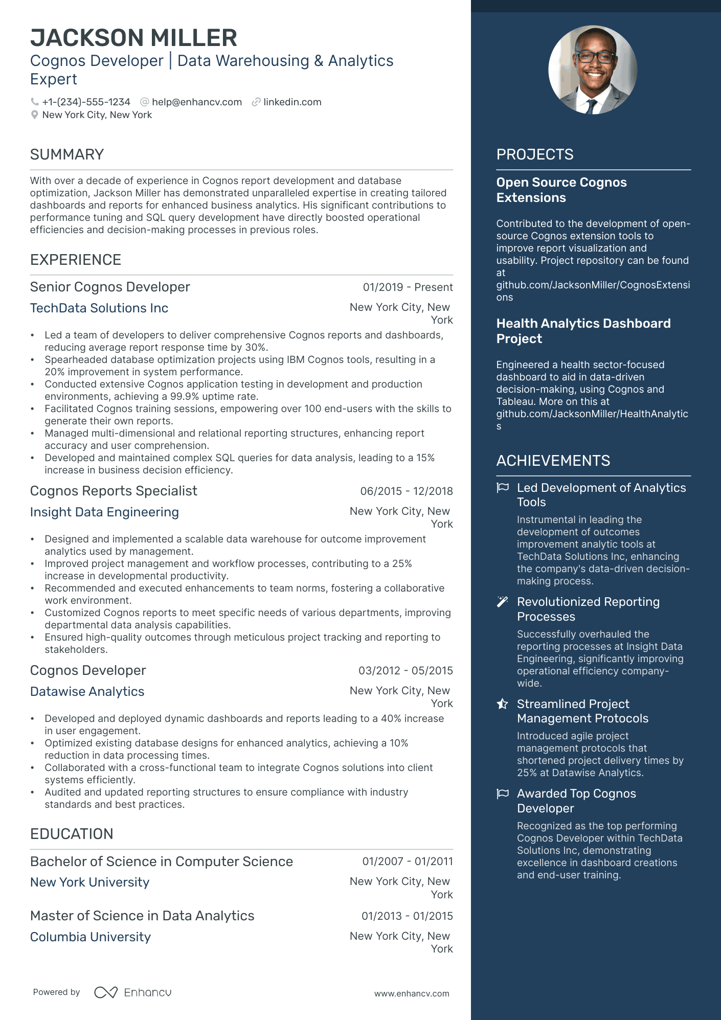 5 Cognos Developer Resume Examples & Guide for 2024
