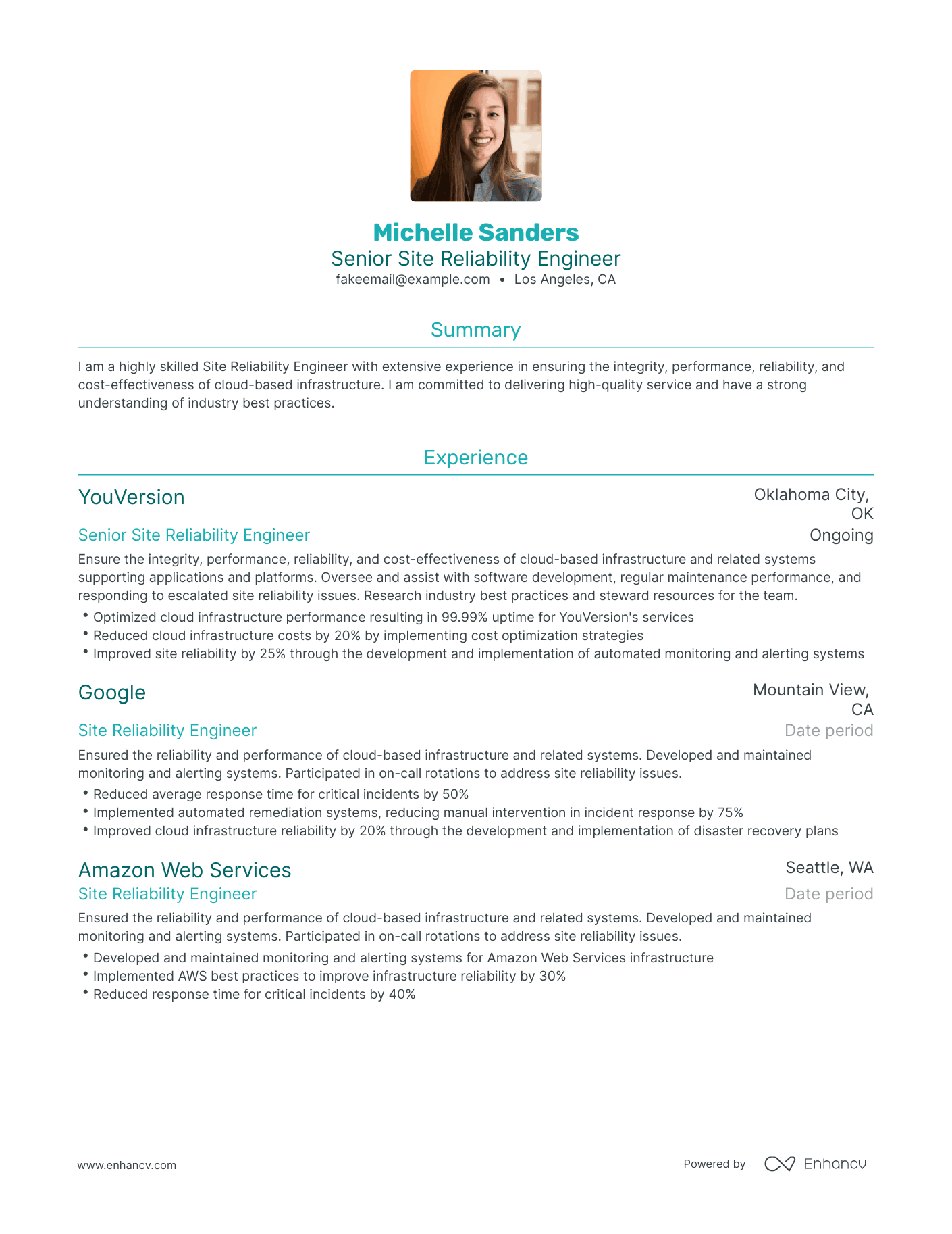 5 Site Reliability Engineer Resume Examples & Guide for 2023