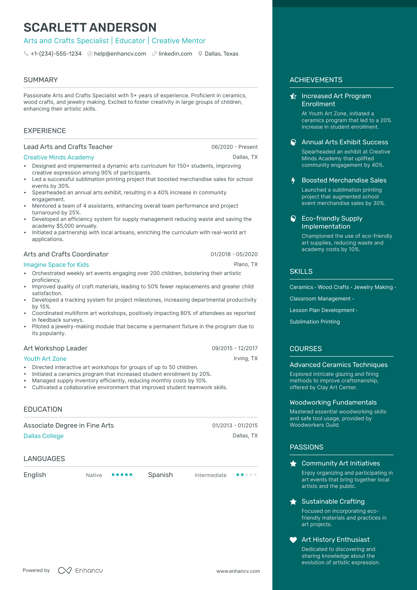 5 Art Teacher Resume Examples & Guide for 2024