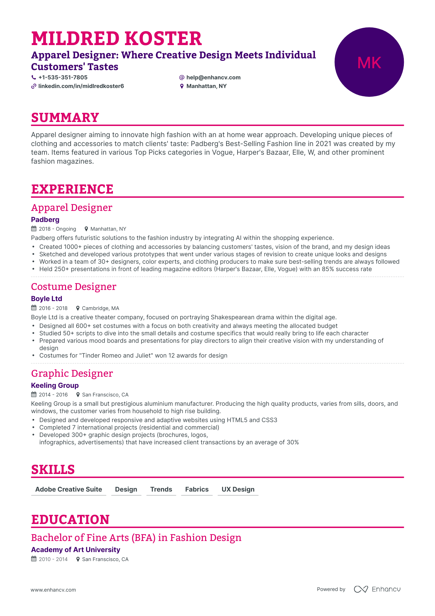 5 Apparel Designer Resume Examples & Guide for 2023