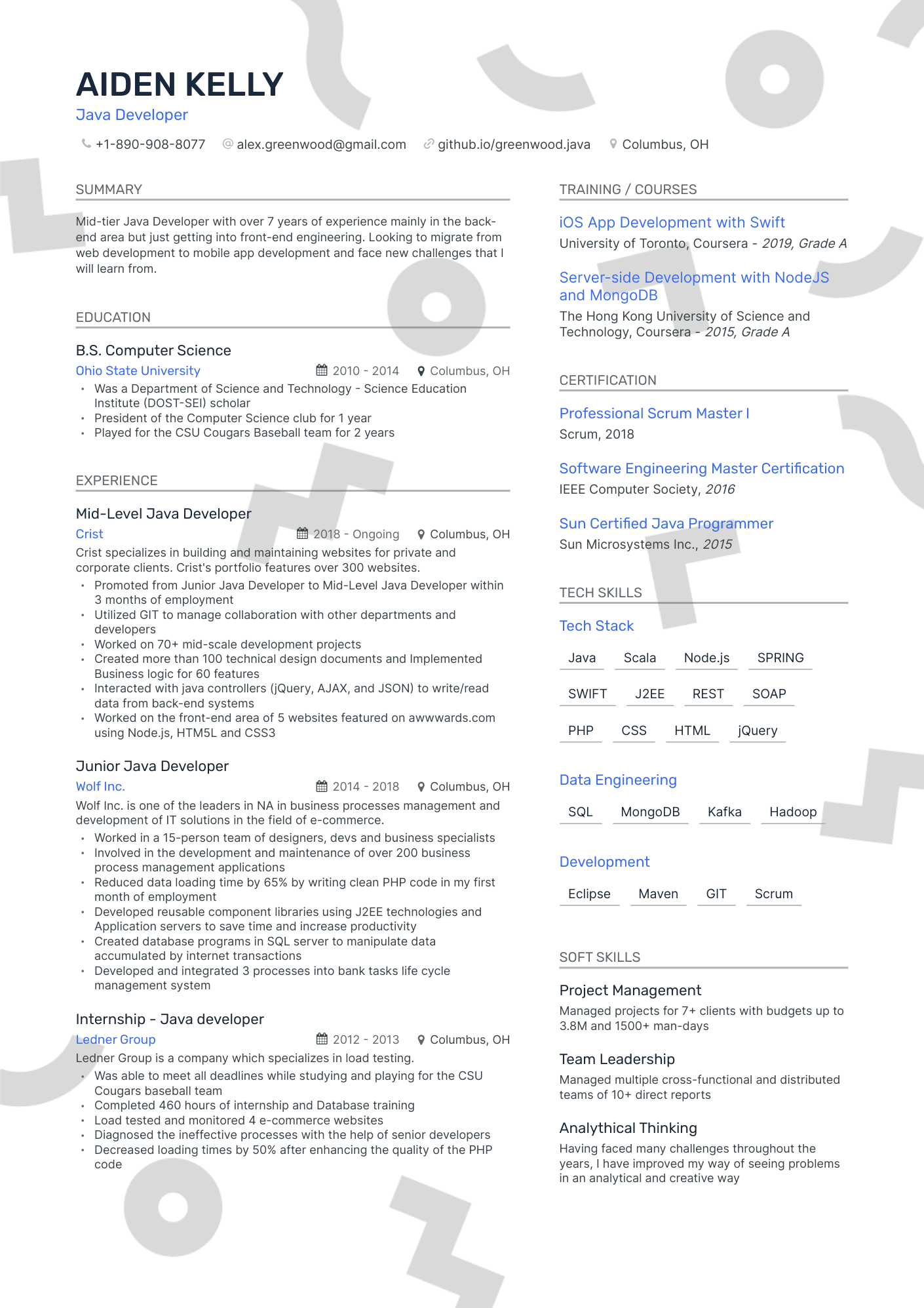 8 Java Developer Resume Examples & Guide for 2024