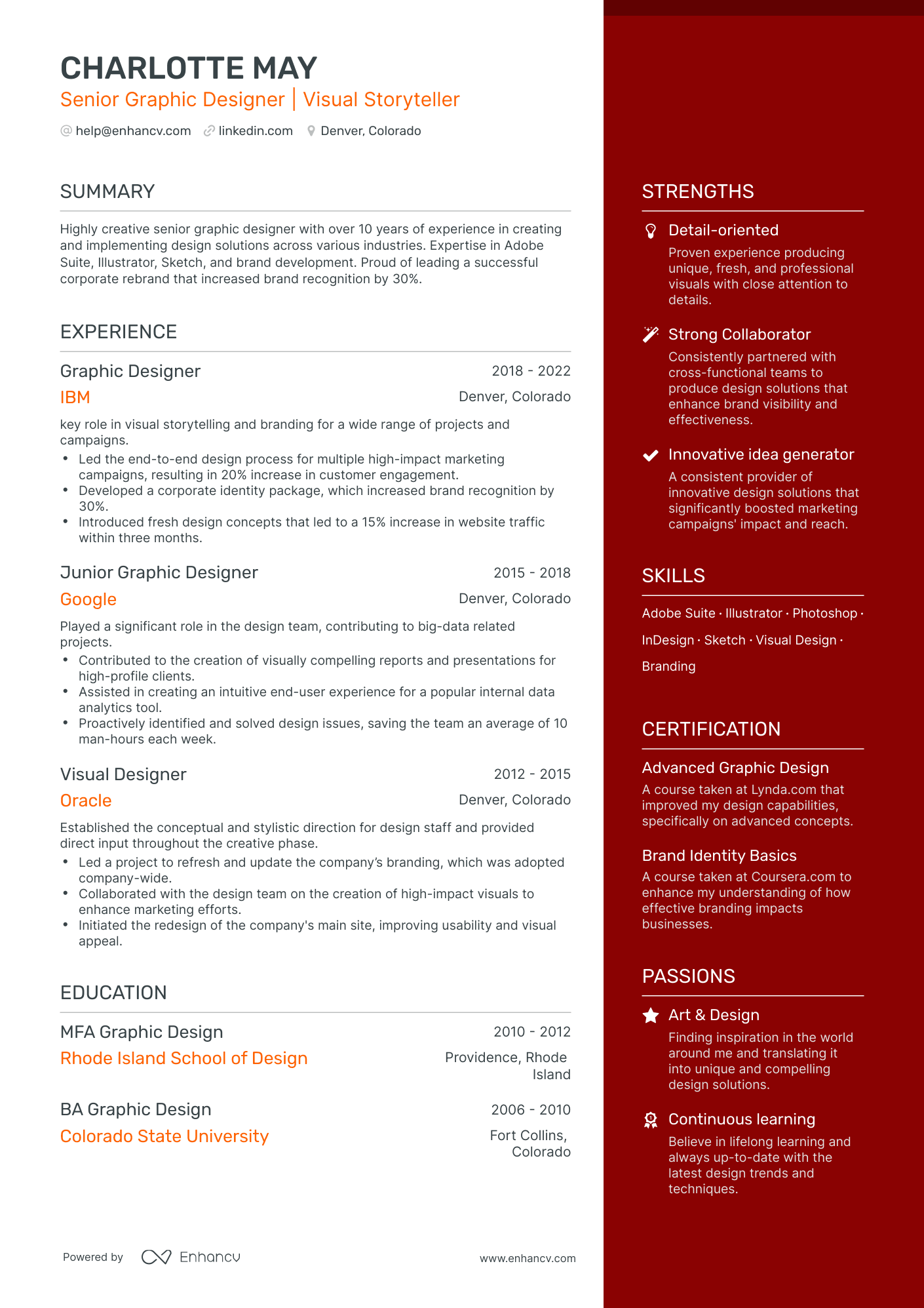 5 Senior Graphic Designer Resume Examples Guide For 2023