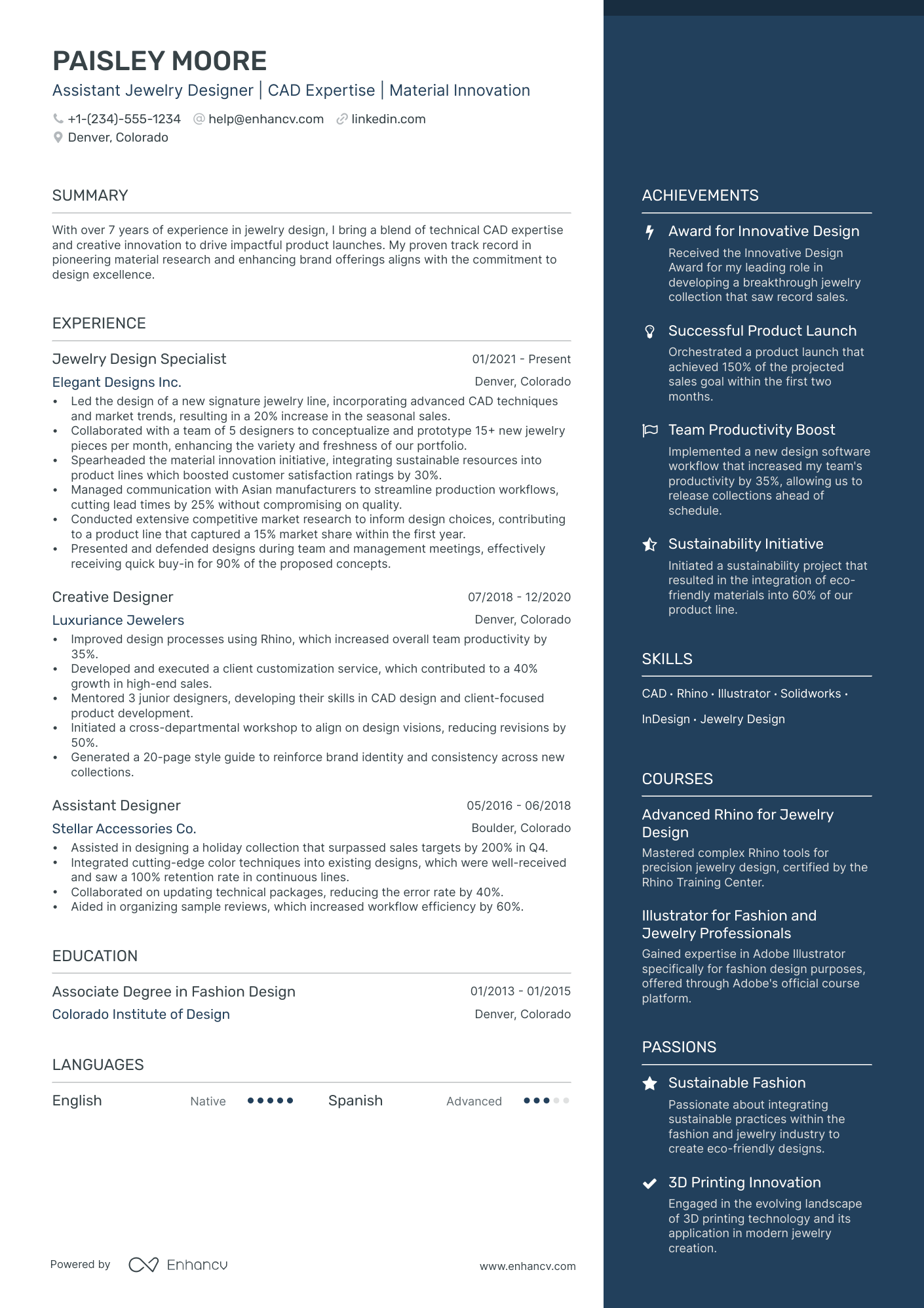 5 Jewelry Designer Resume Examples & Guide for 2024