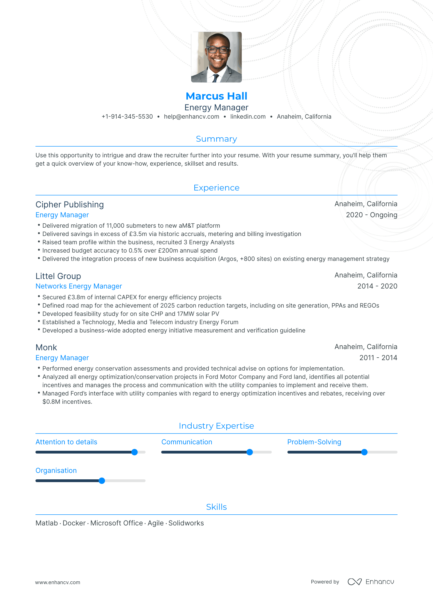 Energy Manager Resume Examples & Guide for 2023 (Layout, Skills ...