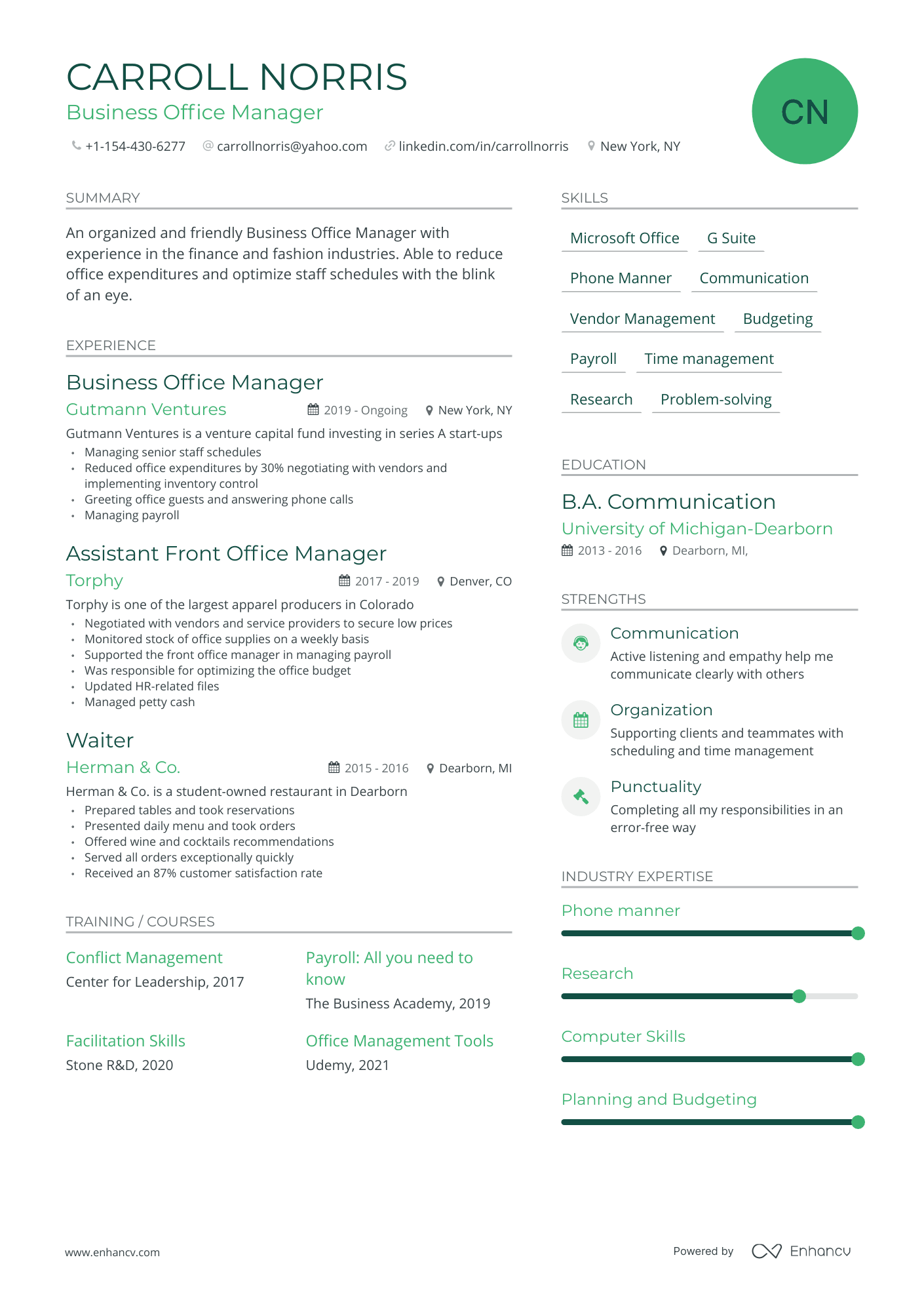 5 Business Office Manager Resume Examples & Guide for 2023