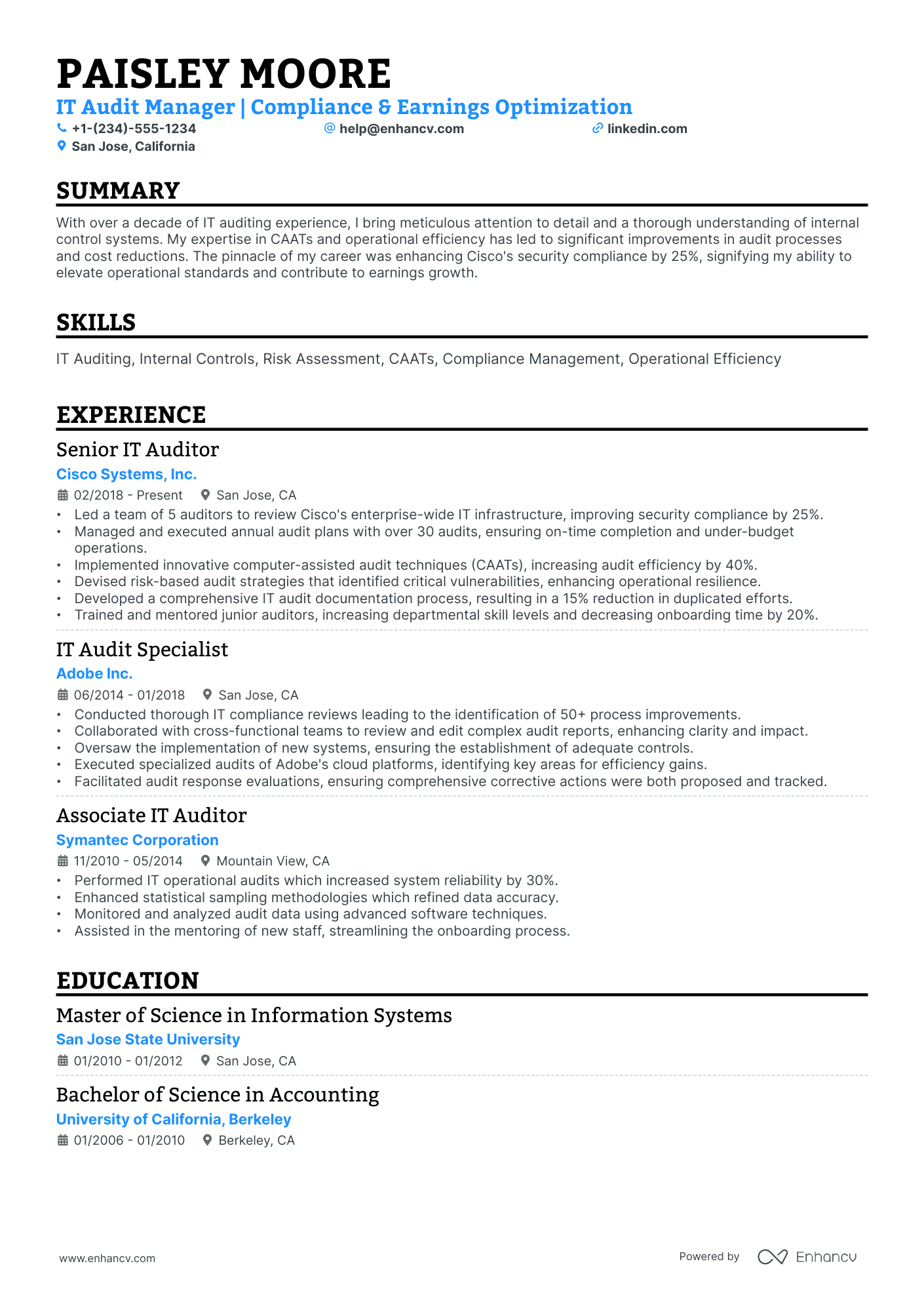 10 IT Audit Manager Resume Examples & Guide for 2026