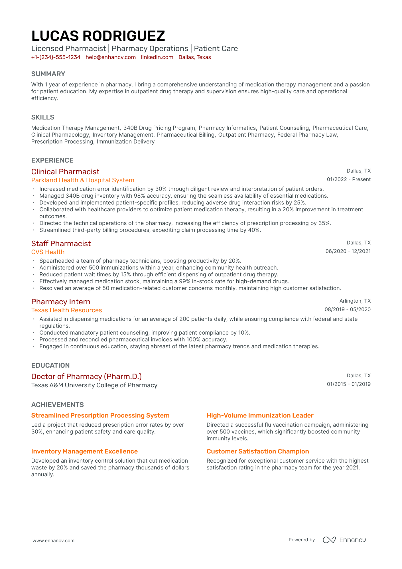 5 Community Pharmacist Resume Examples & Guide for 2024