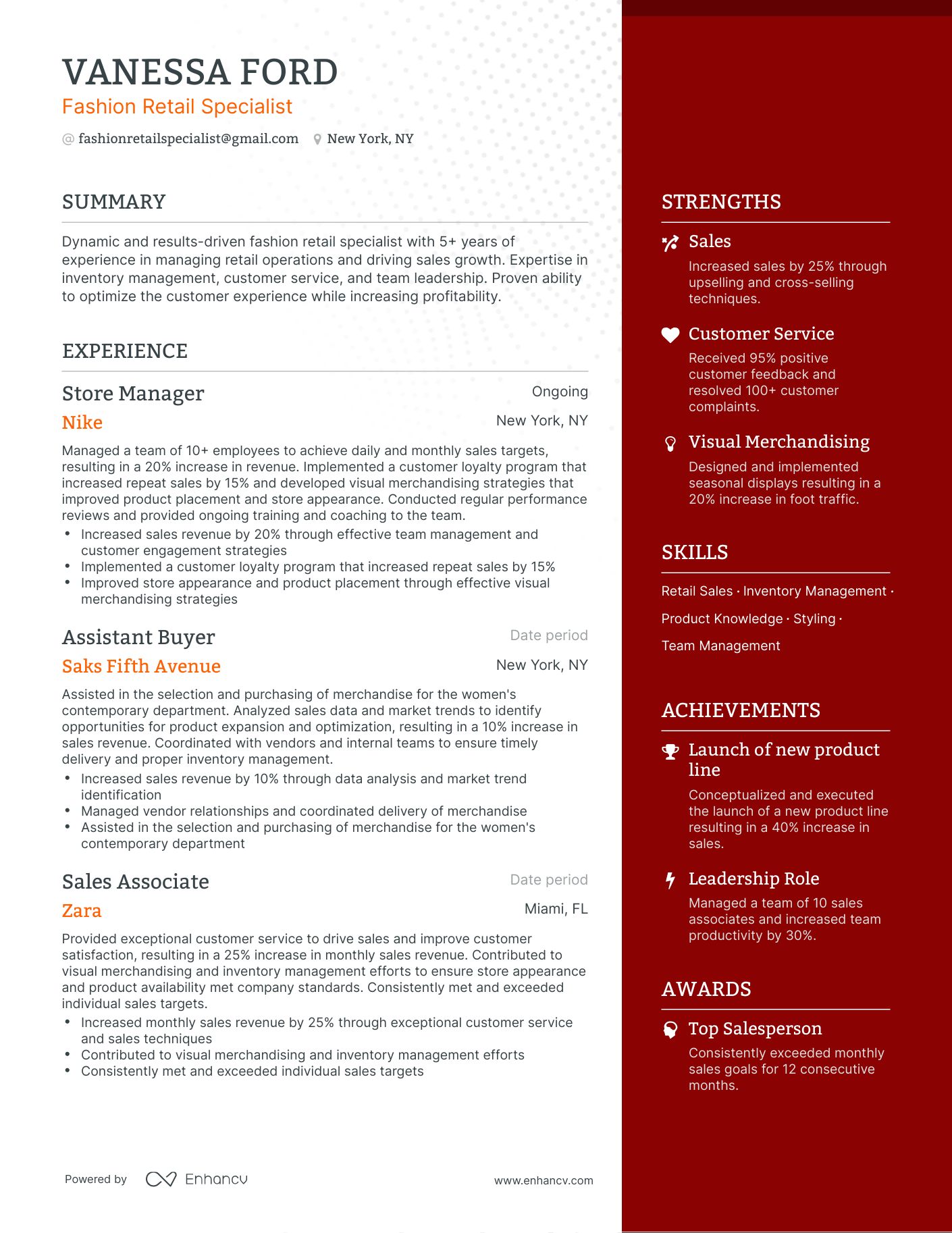 5 Fashion Retail Resume Examples & Guide for 2023