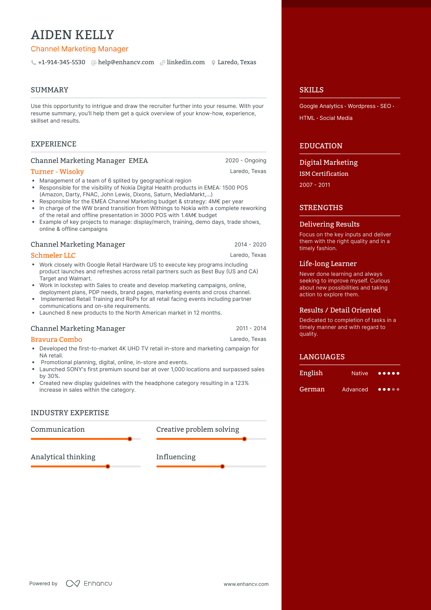 Channel Marketing Manager Resume Examples & Guide for 2023 (Layout ...