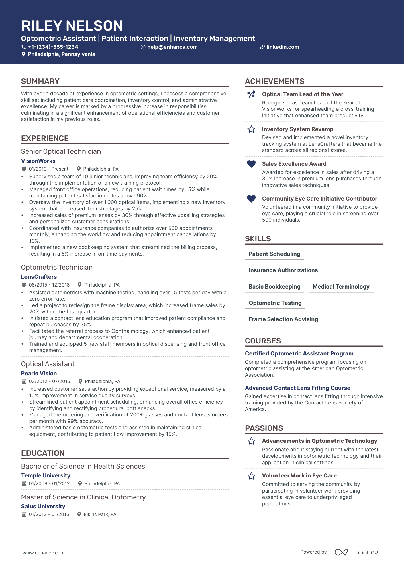 5 Optometrist Resume Examples & Guide for 2024