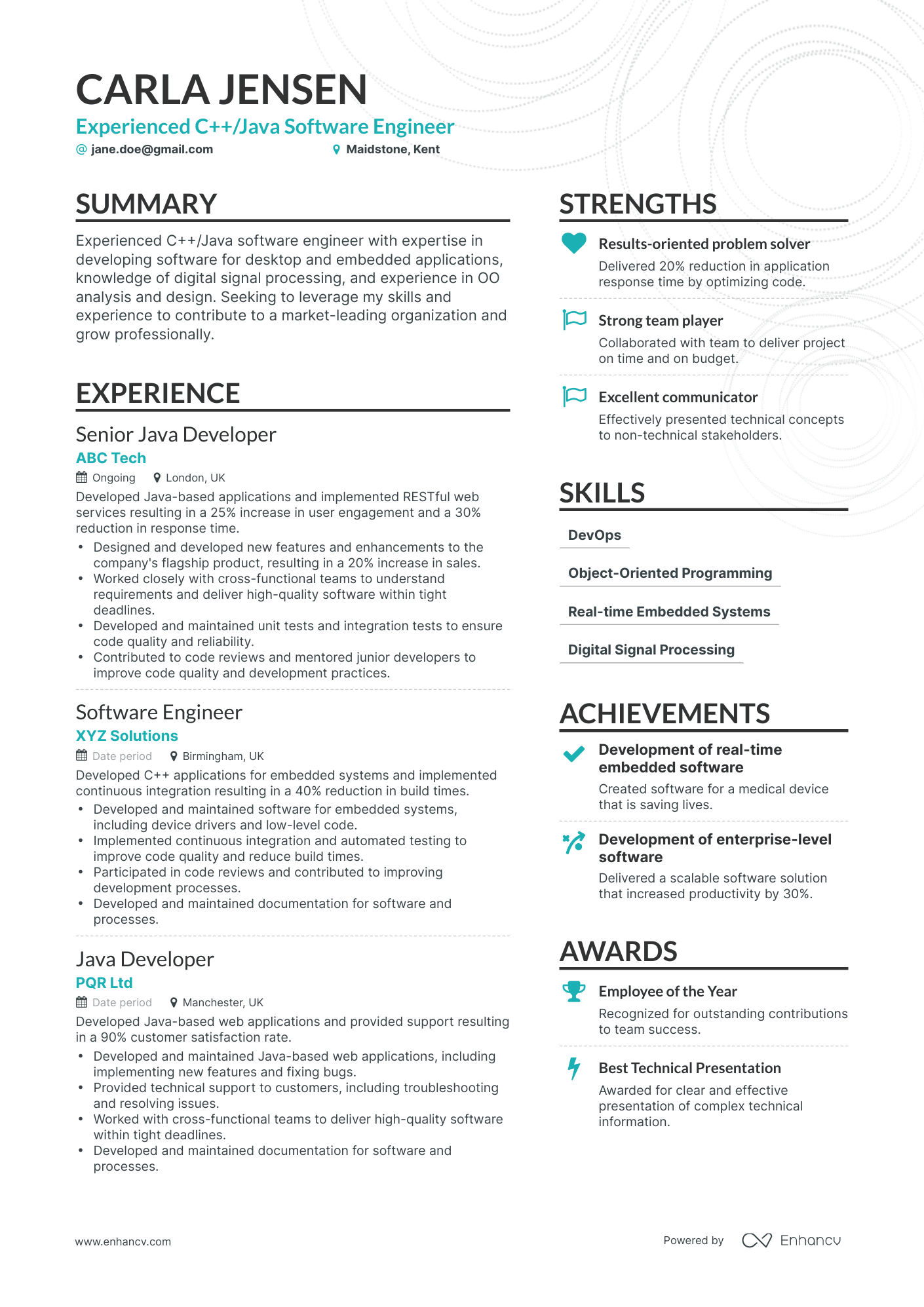 5 Java Software Engineer Resume Examples & Guide for 2024