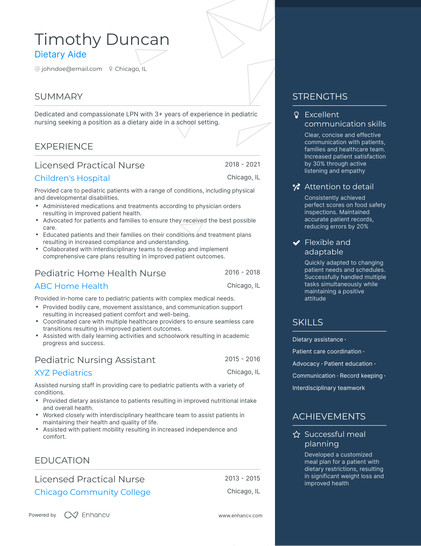 5 Dietary Aide Resume Examples - AHR0cHM6Ly9jZG4uZW5oYW5jdi5jb20vcHJlZGVmaW5lZC1leGFtcGxlcy8xTmVVenlSUTB0ZW5jRHVJQ2gxUHl5Rm0wZVEzMk1HUnFydnZ4NklKL2ltYWdlLnBuZw~~. 