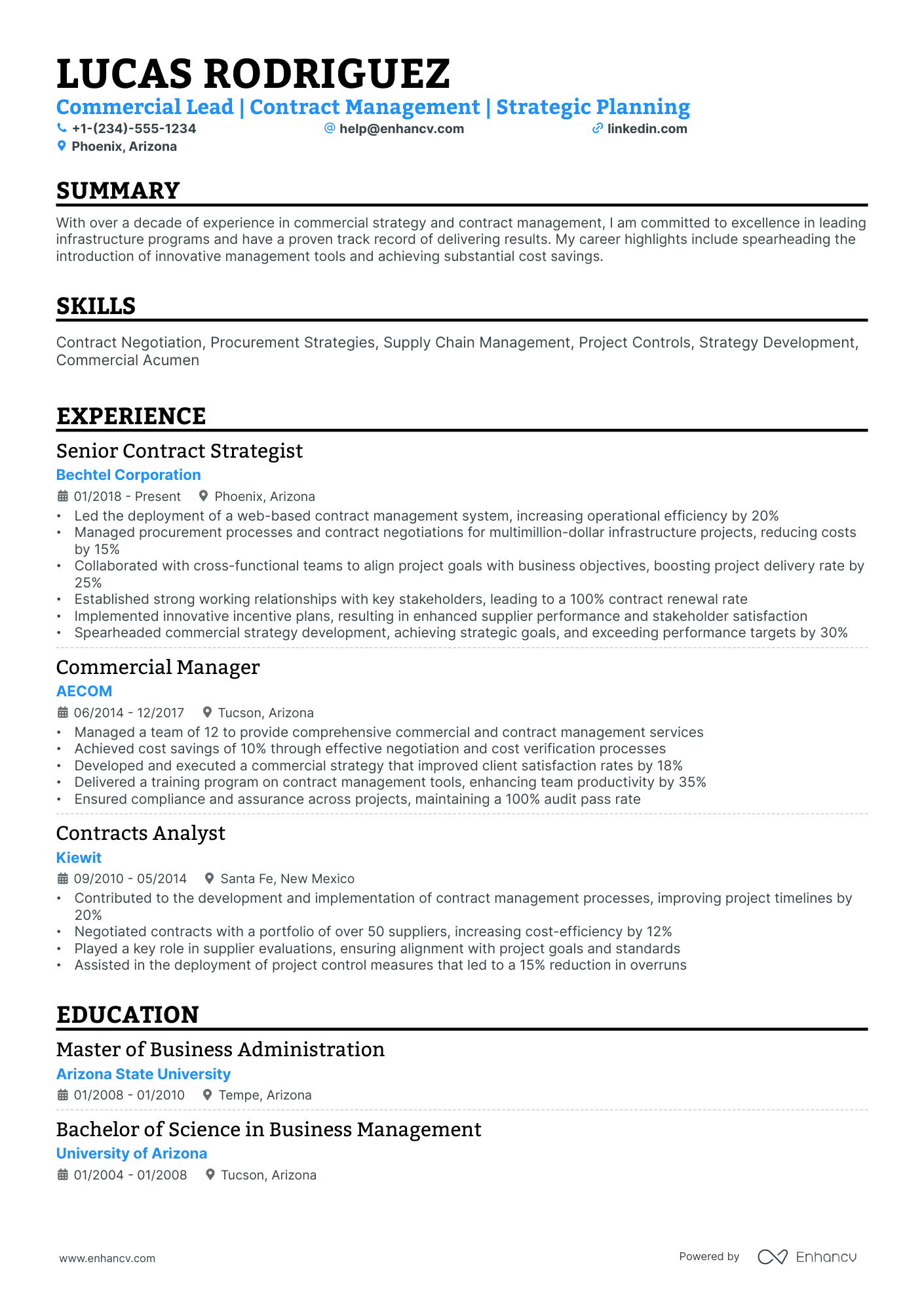 10 Commercial Manager Resume Examples & Guide for 2026