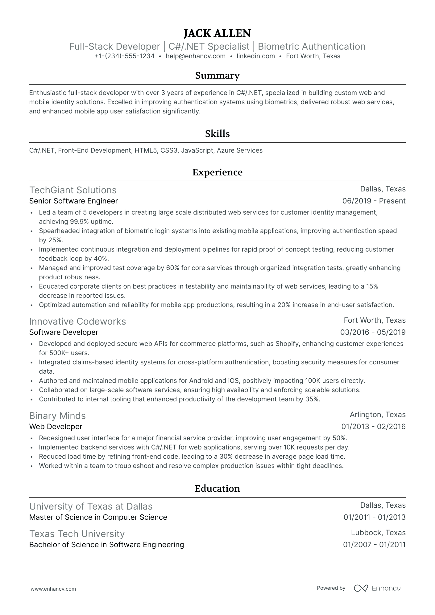 Unity Developer Resume Examples 10 Senior Developer Resume Examples & Guide for 2026
