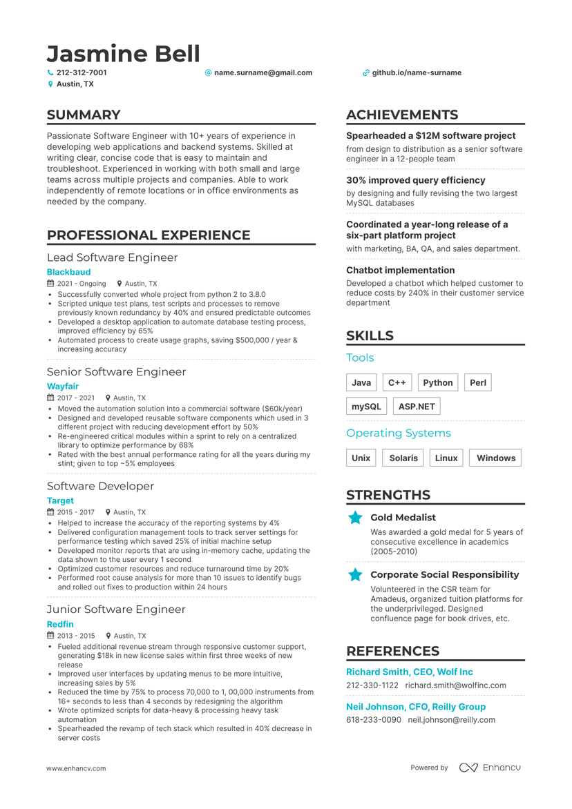 4 Software Engineer Resume Examples & Guide for 2023