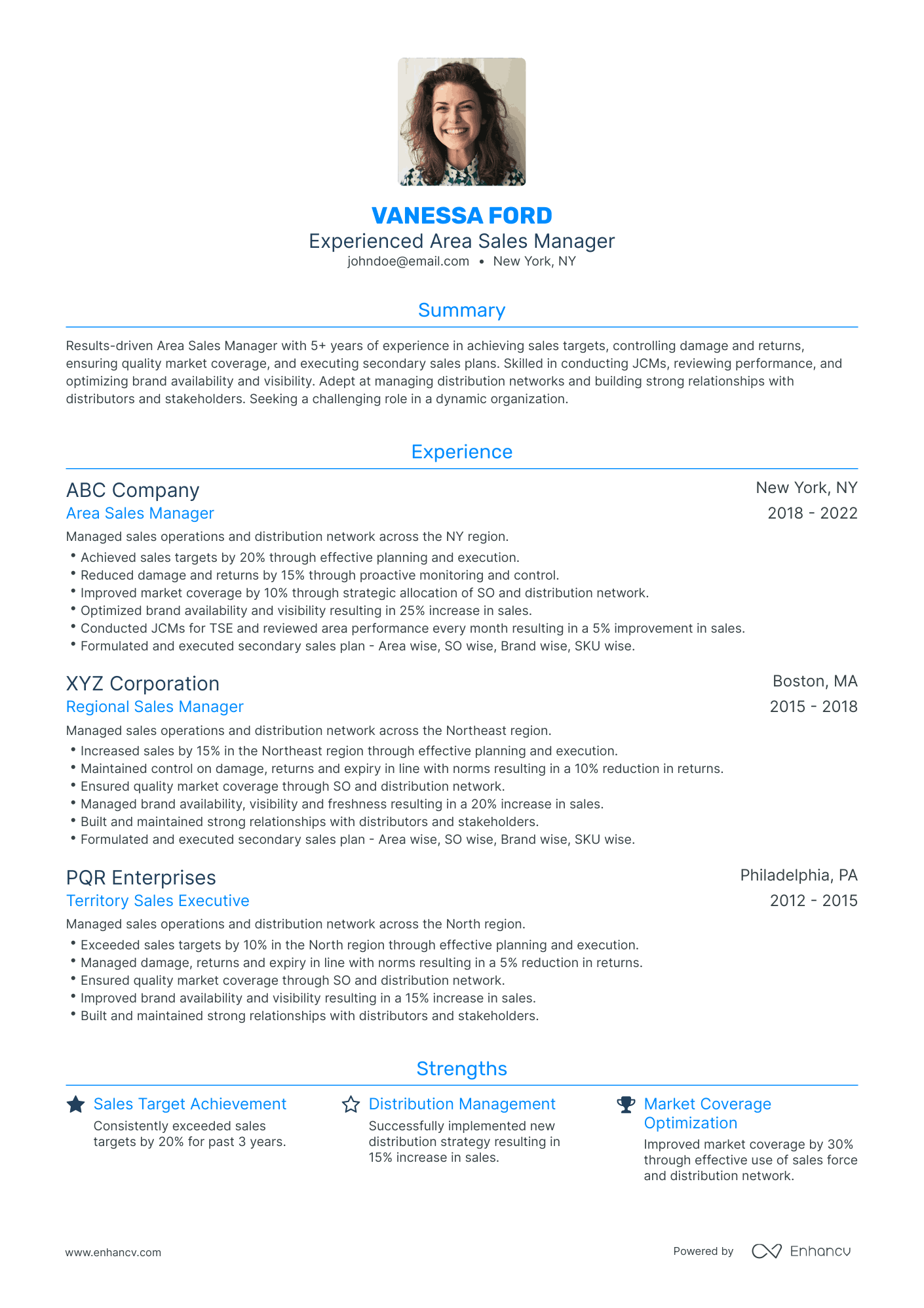 5 Area Sales Manager Resume Examples & Guide for 2023