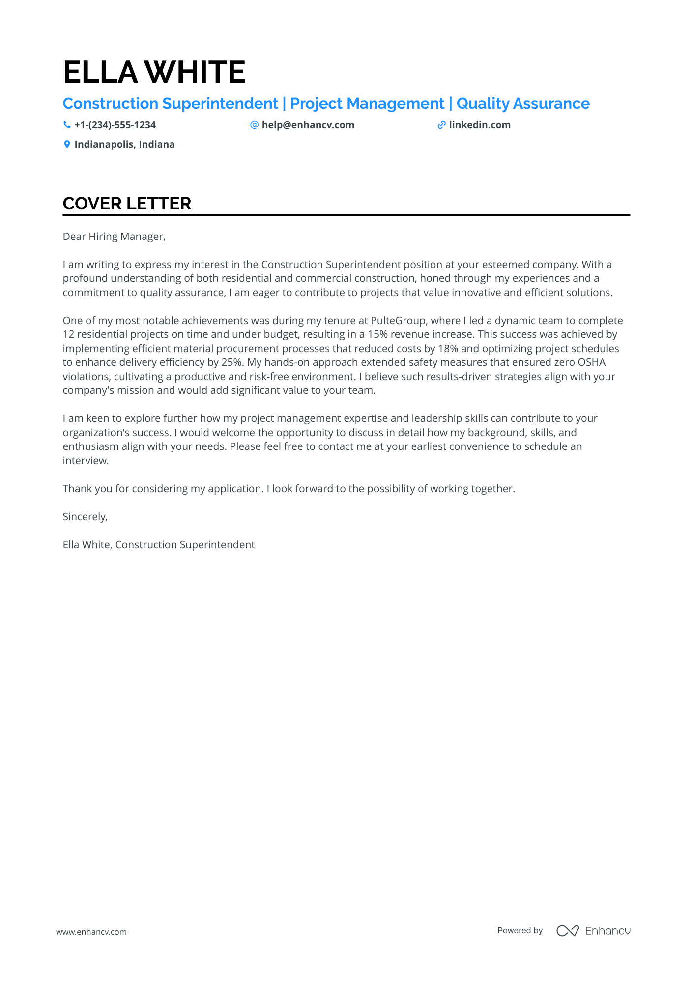 6 Professional Construction Superintendent Cover Letter Examples and ...