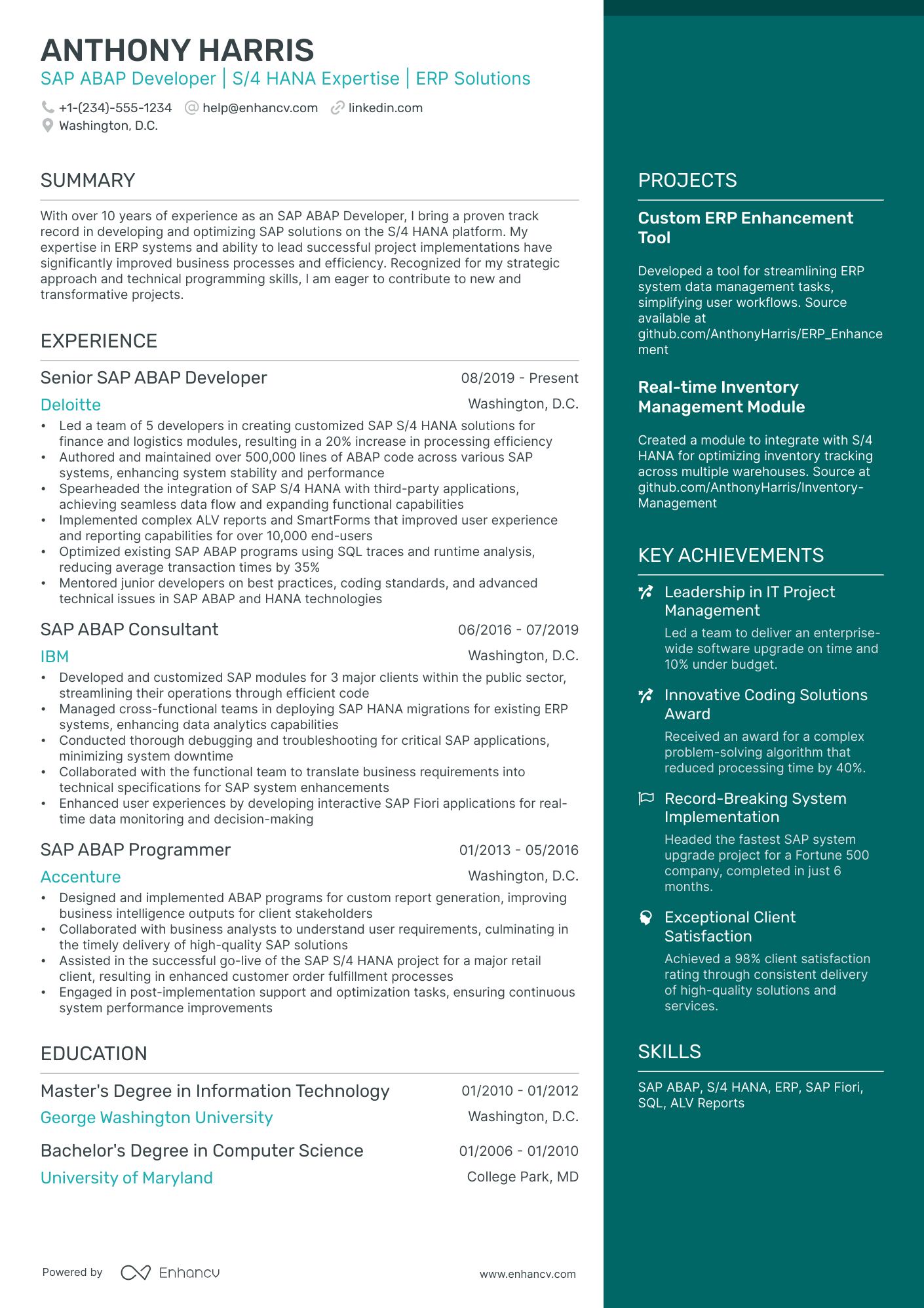 10 SAP ABAP Developer Resume Examples & Guide for 2026