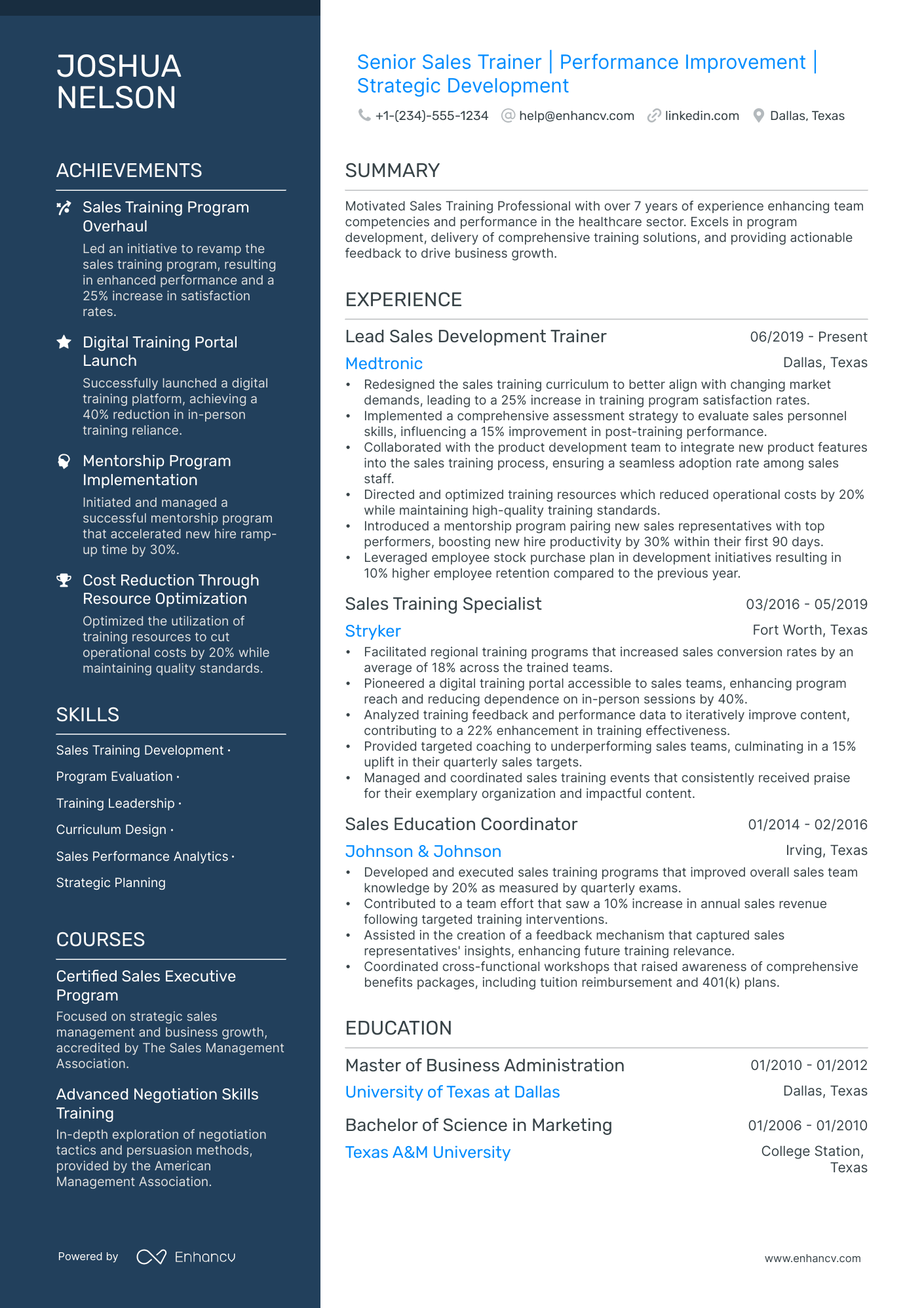 5 Sales Trainer Resume Examples & Guide for 2024