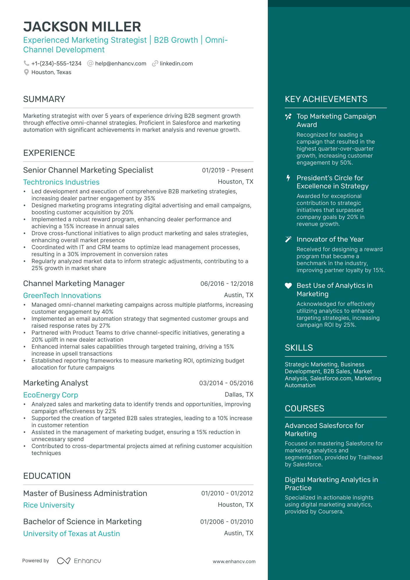 10 Channel Marketing Manager Resume Examples & Guide for 2026
