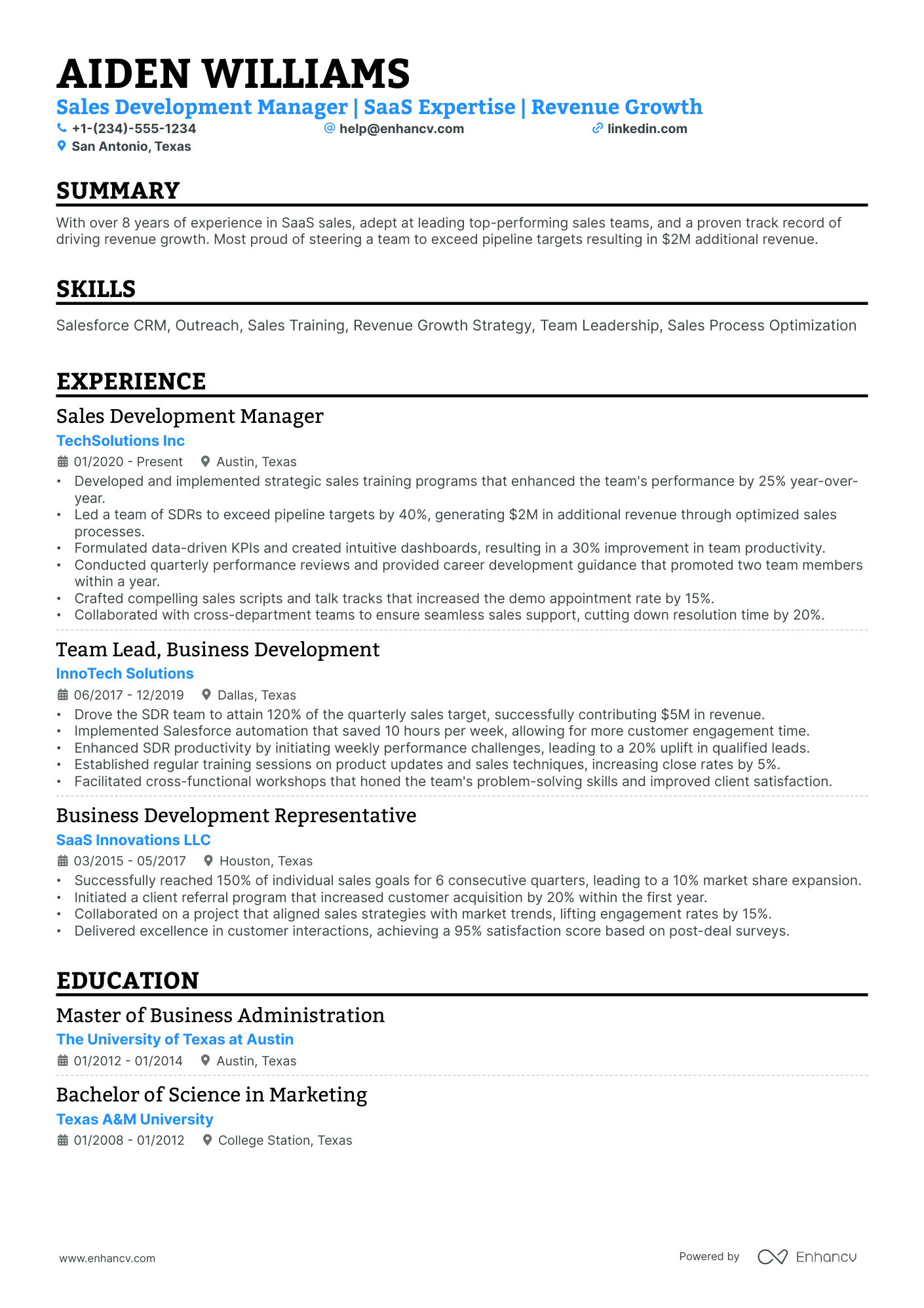10 Sales Development Manager Resume Examples & Guide for 2026
