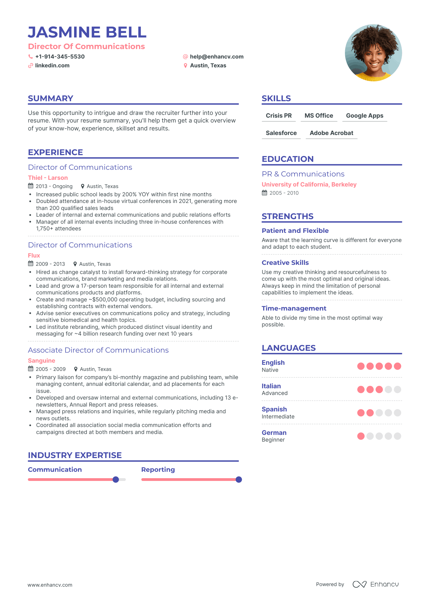 Director of Communications Resume: Examples & Guide for 2023 (Layout ...