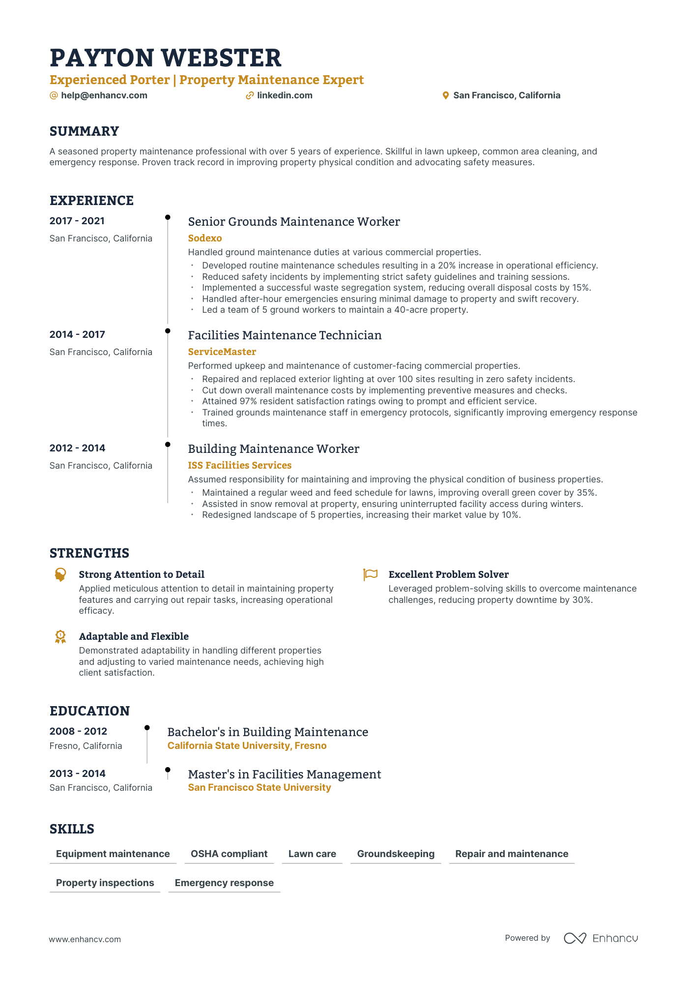 5 Porter Resume Examples & Guide for 2024