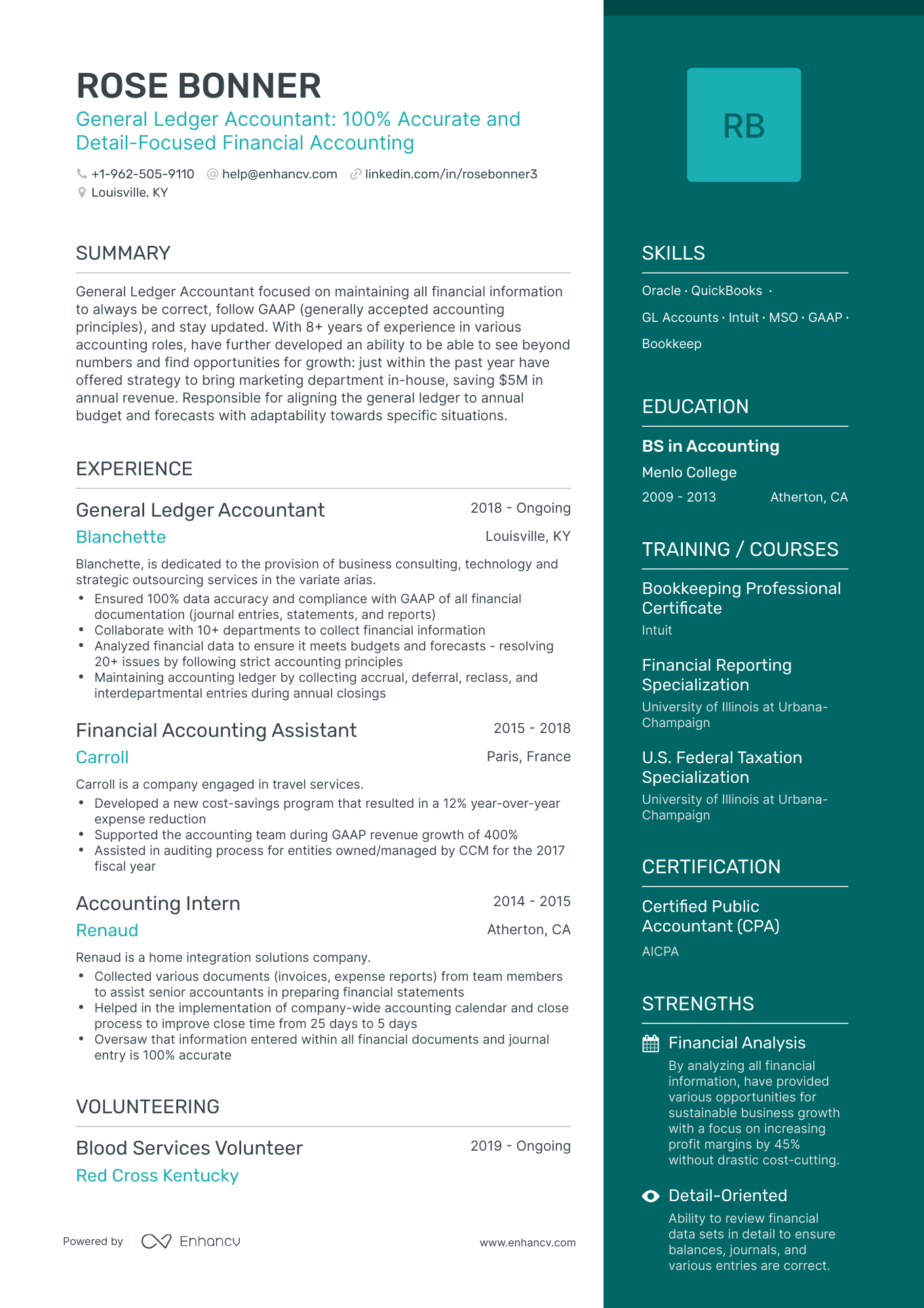 sample resume for general ledger accountant