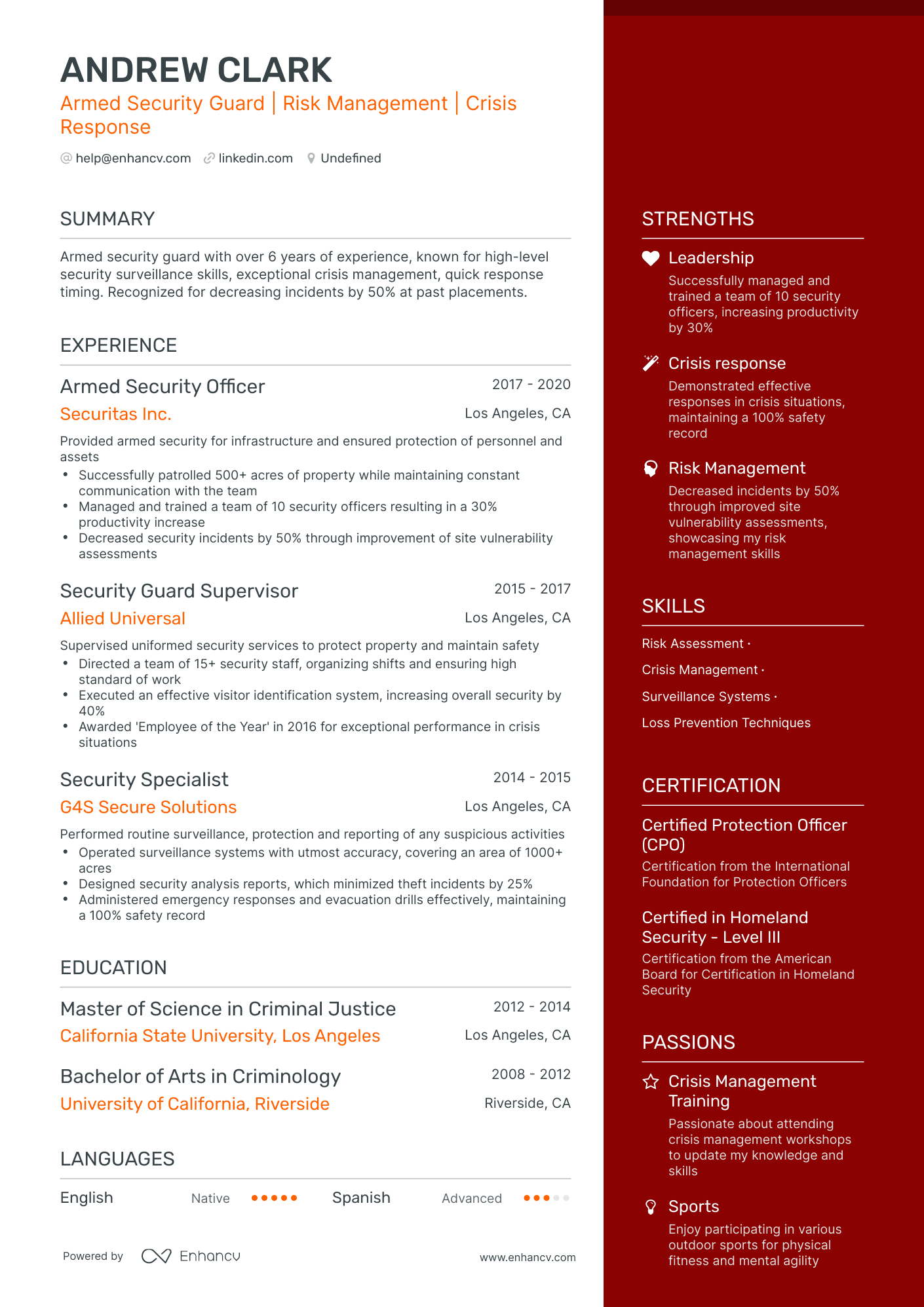 5 Armed Security Guard Resume Examples & Guide for 2024