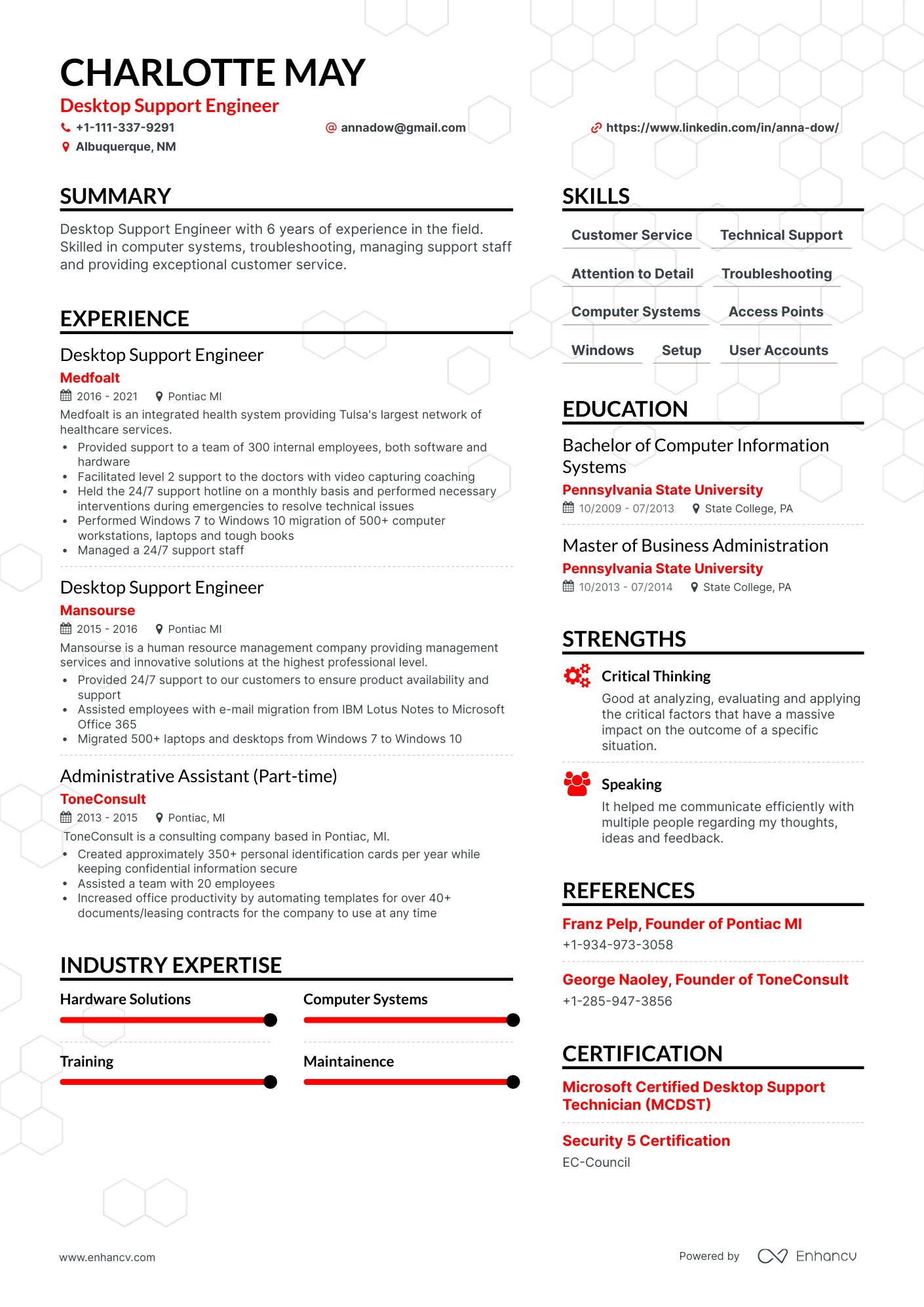 5 Desktop Support Resume Examples & Guide for 2024