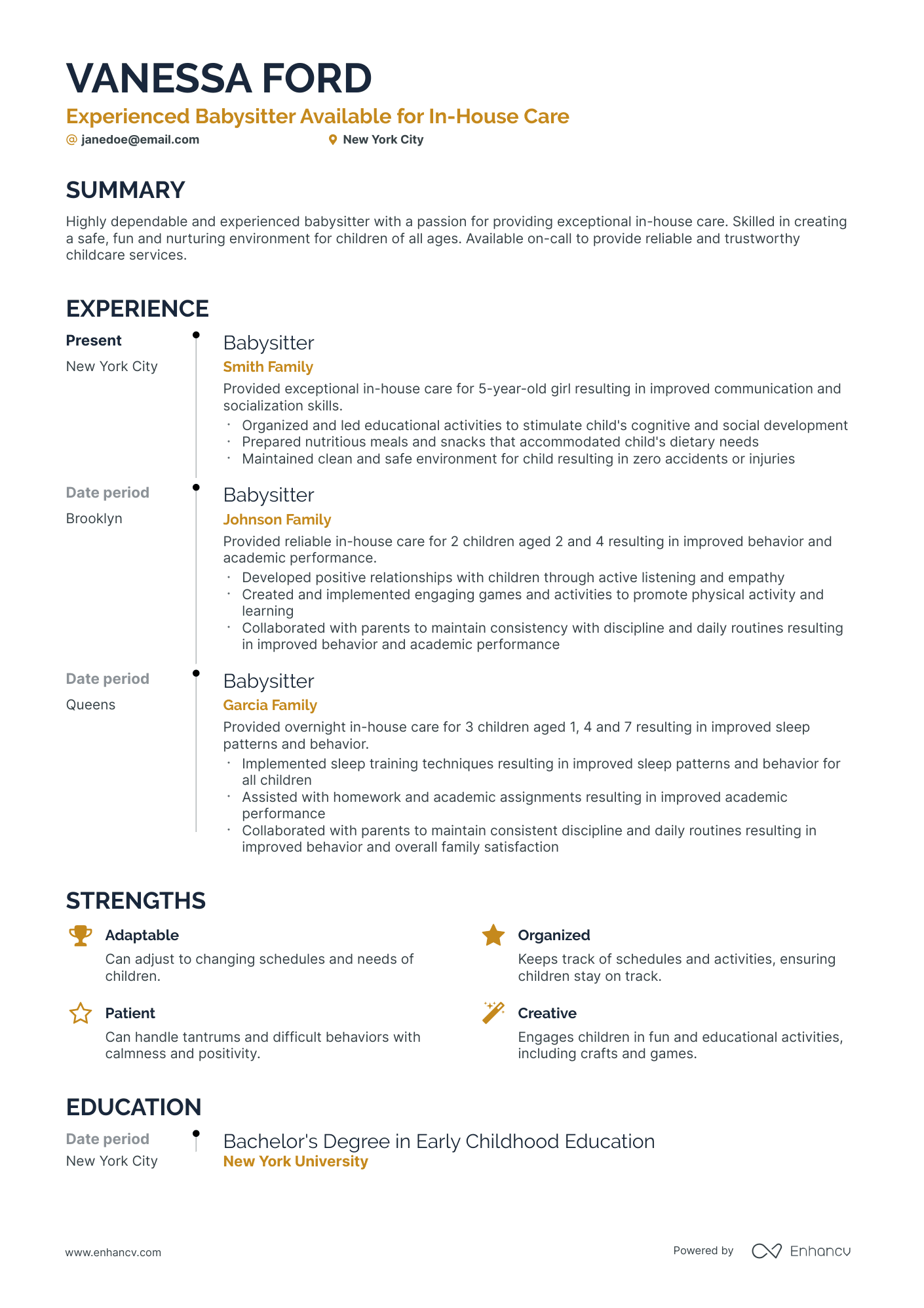 5 Babysitter Resume Examples & Guide for 2024
