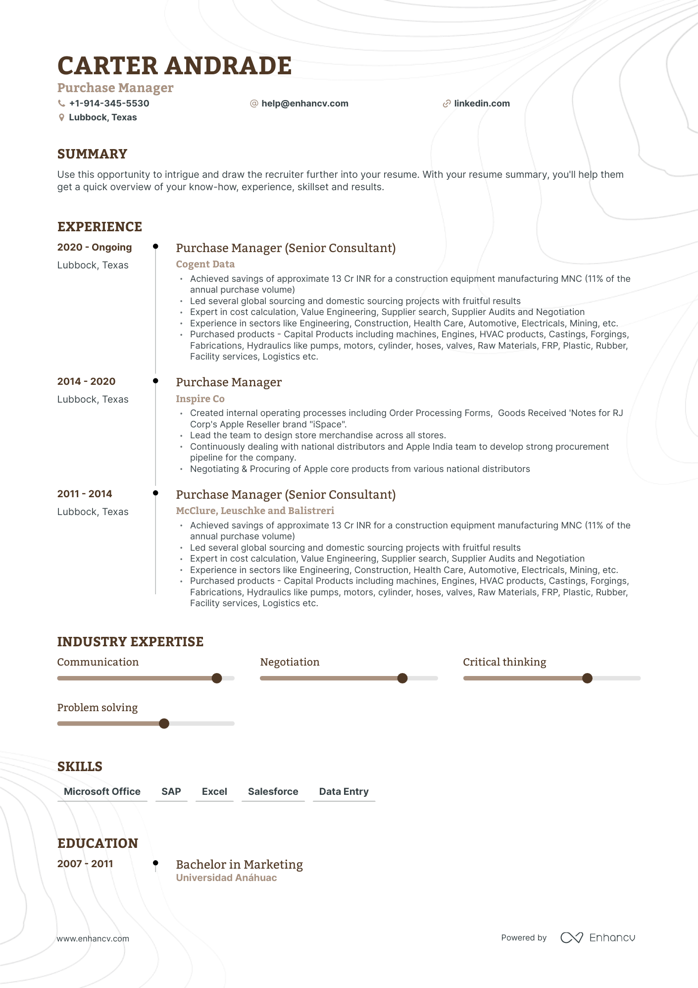 Purchase Manager Resume Examples & Guide for 2023 (Layout, Skills ...