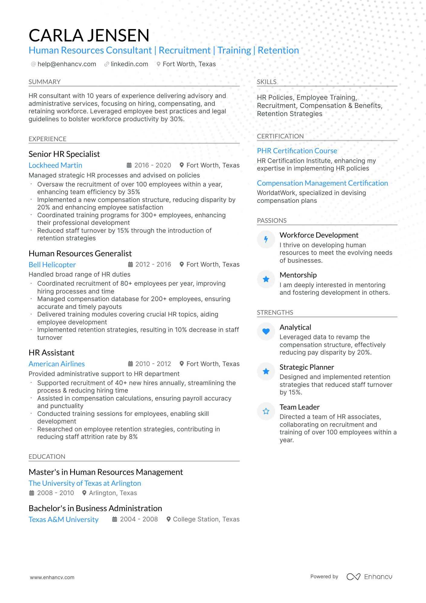 10 Human Resources Consultant Resume Examples & Guide for 2026