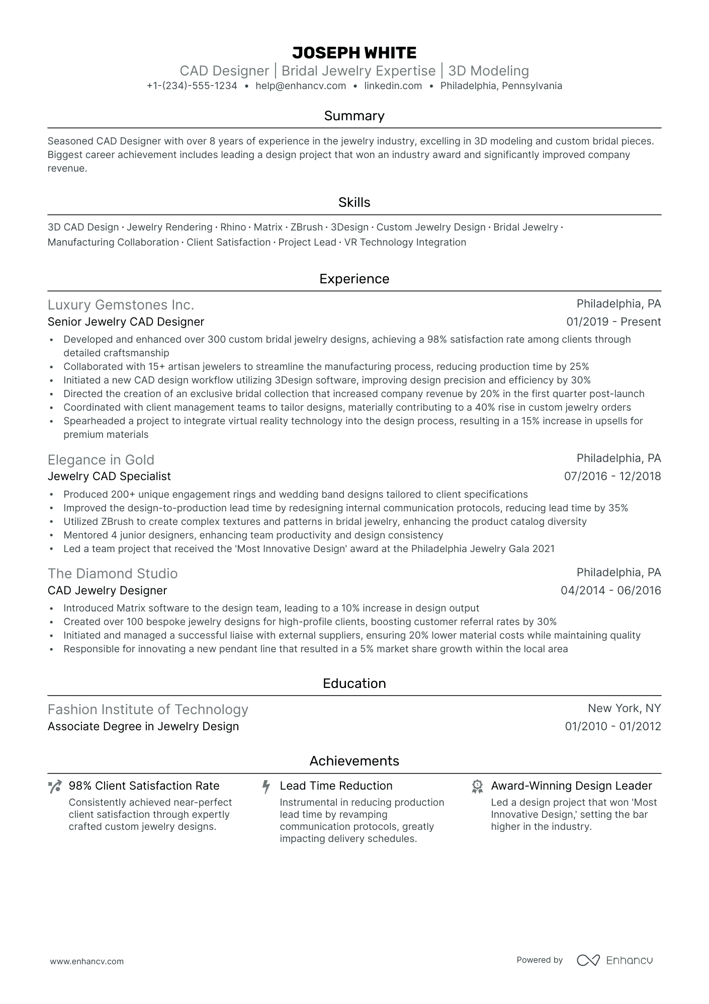 5 Cad Designer Resume Examples & Guide for 2024