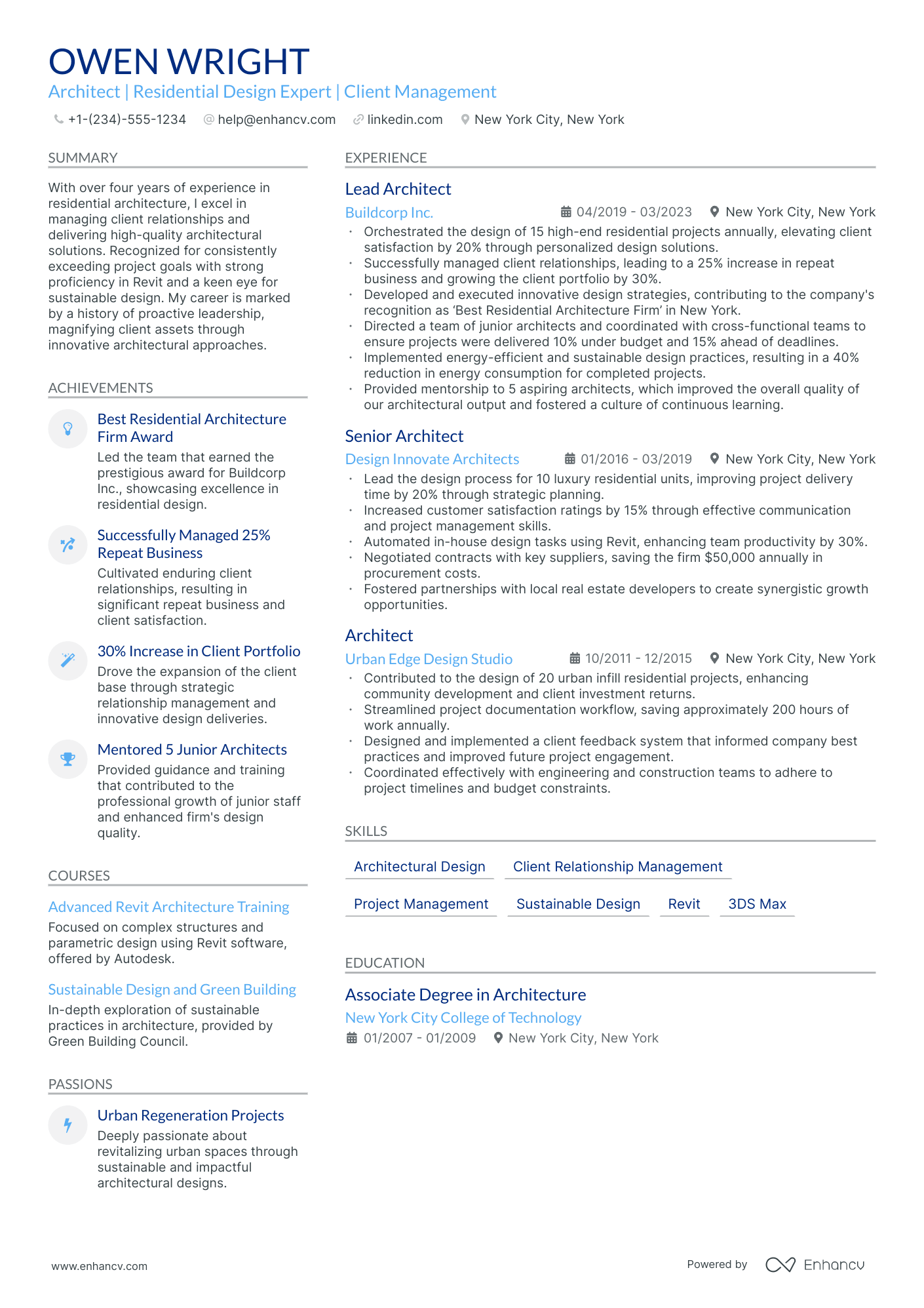 5 Freelance Architect Resume Examples & Guide for 2024