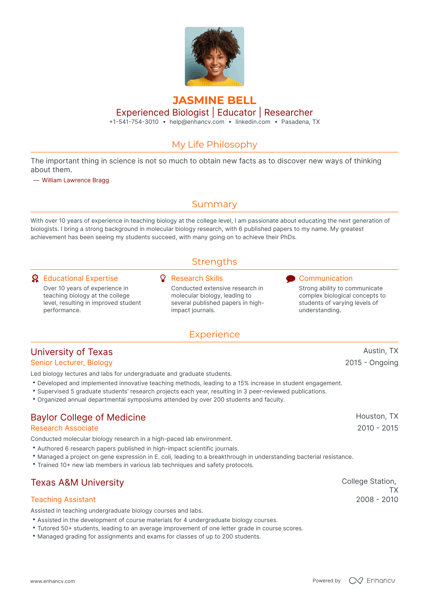 5 Biology Resume Examples & Guide for 2024