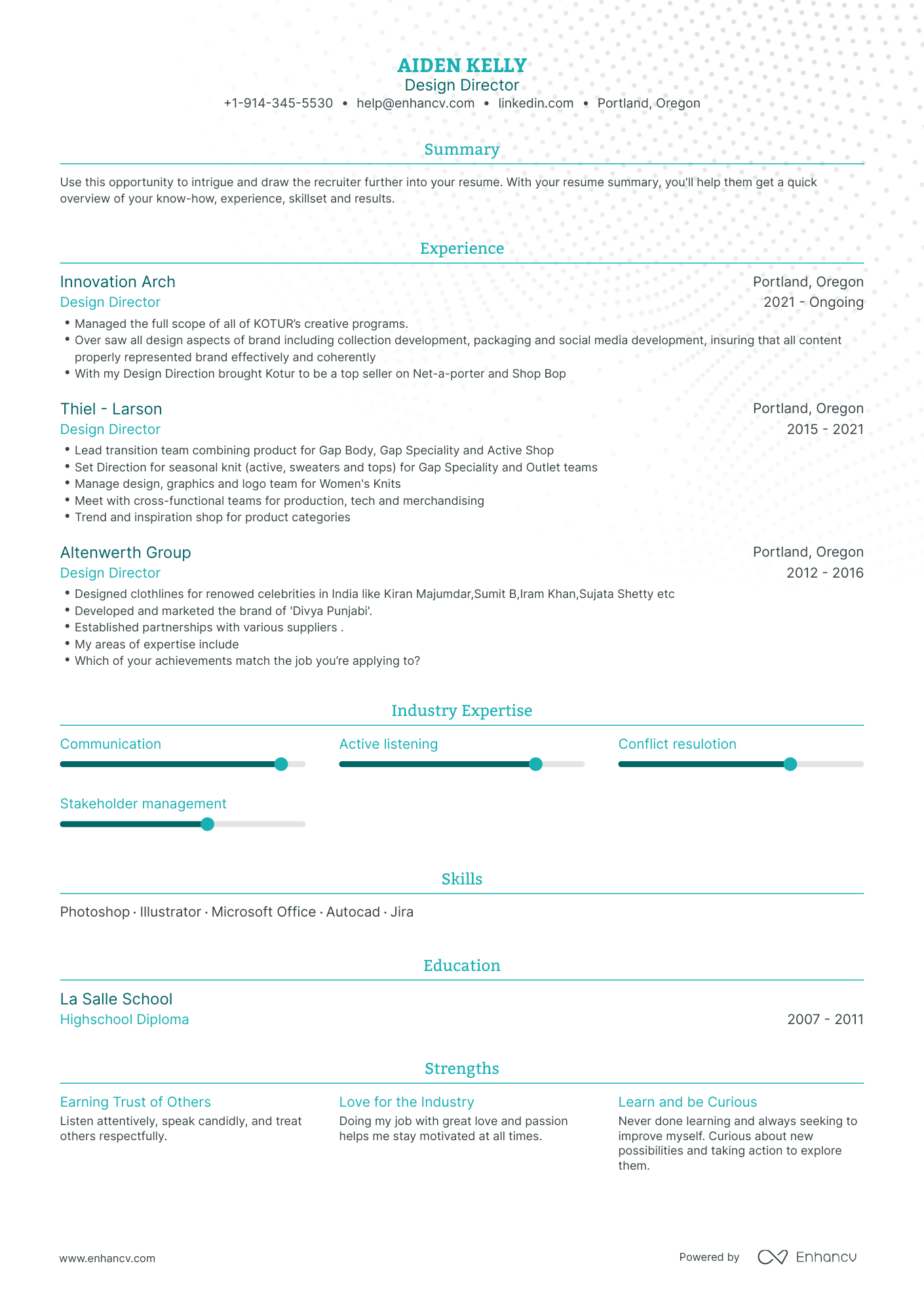 Design Director Resume Examples & Guide for 2023 (Layout, Skills ...