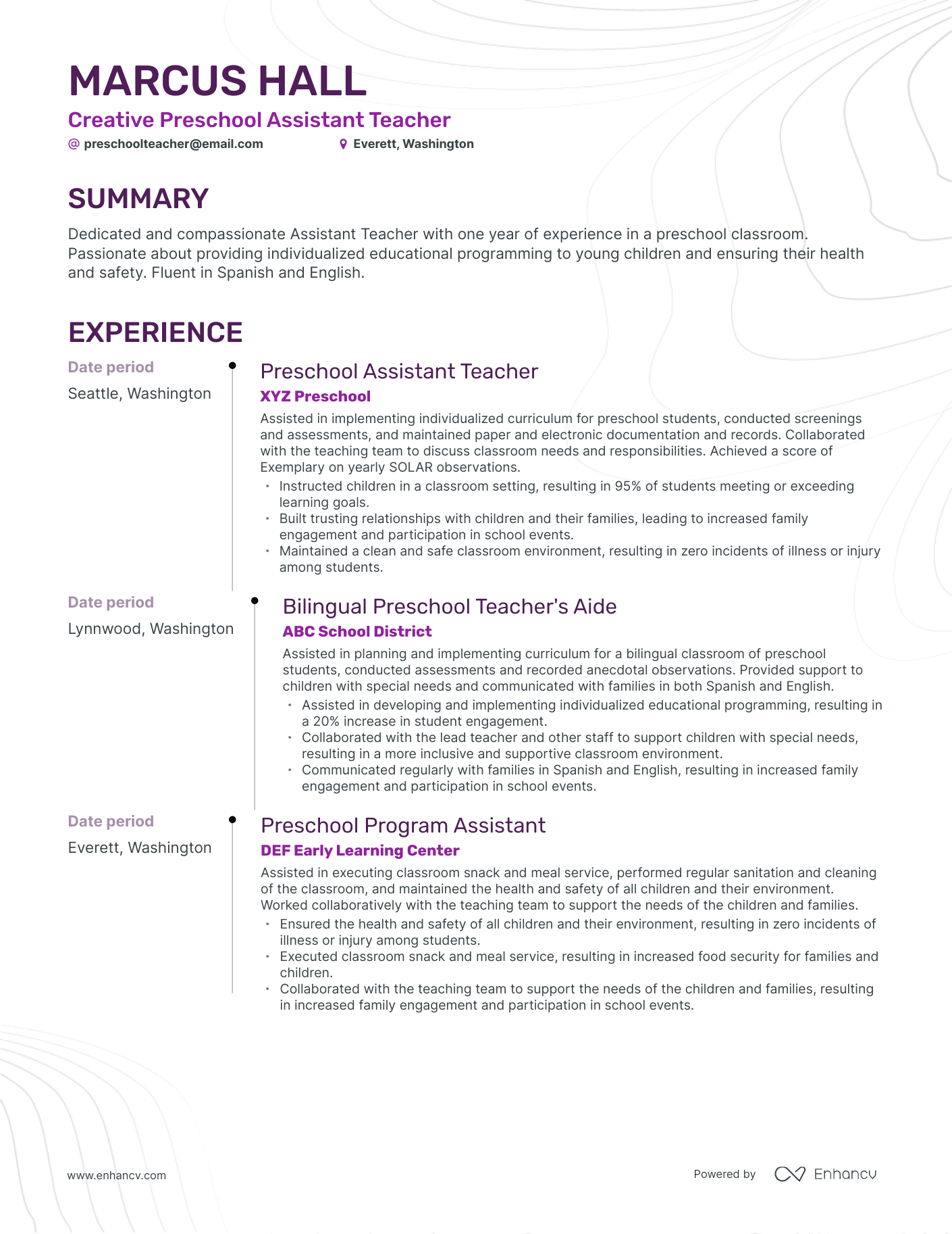 5 Preschool Assistant Teacher Resume Examples & Guide for 2024