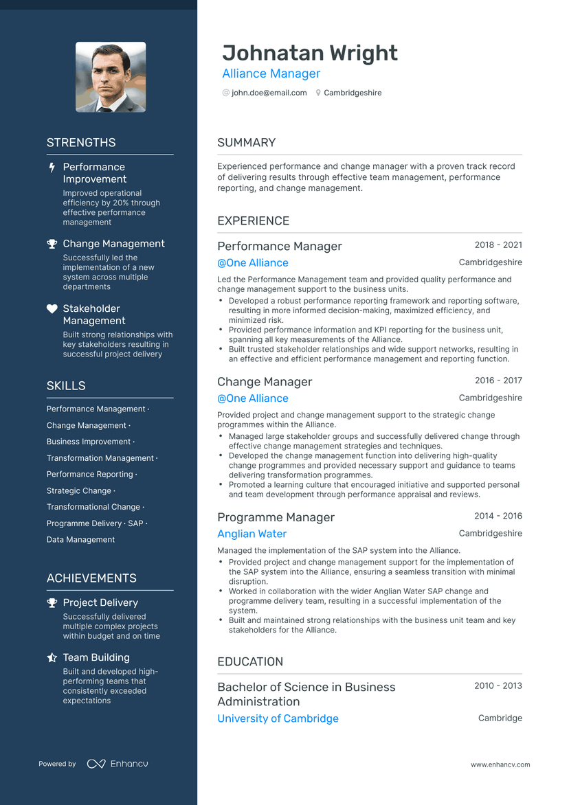 5 Alliance Manager Resume Examples & Guide for 2023