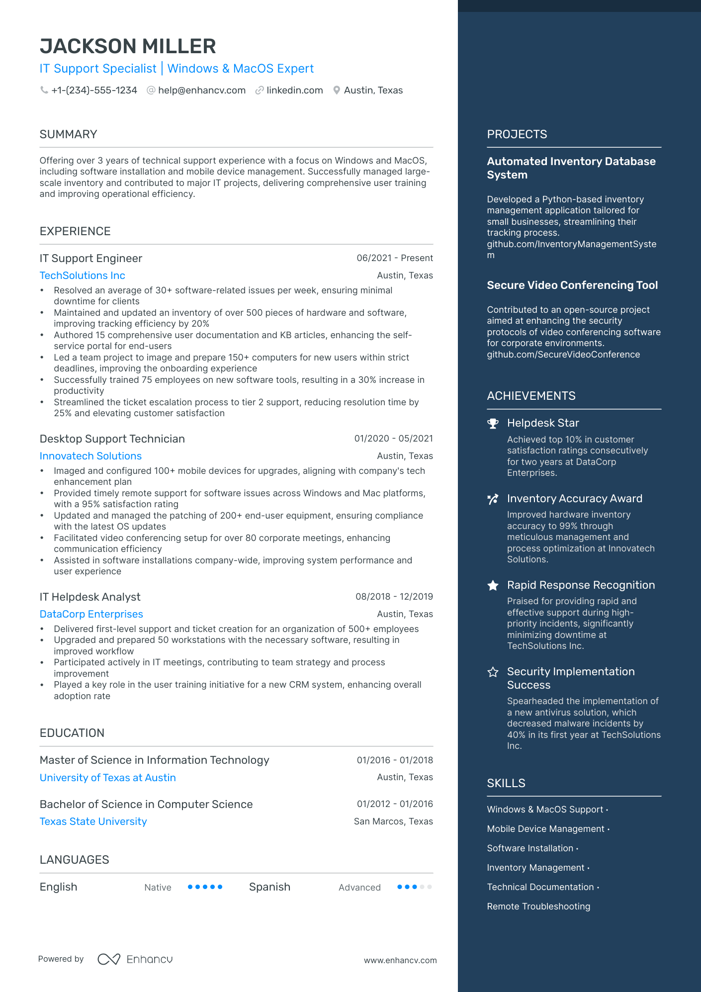 5 IT Technician Resume Examples & Guide for 2024